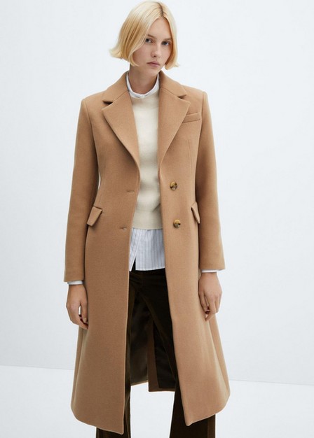 Mango - Brown Wool Overcoat