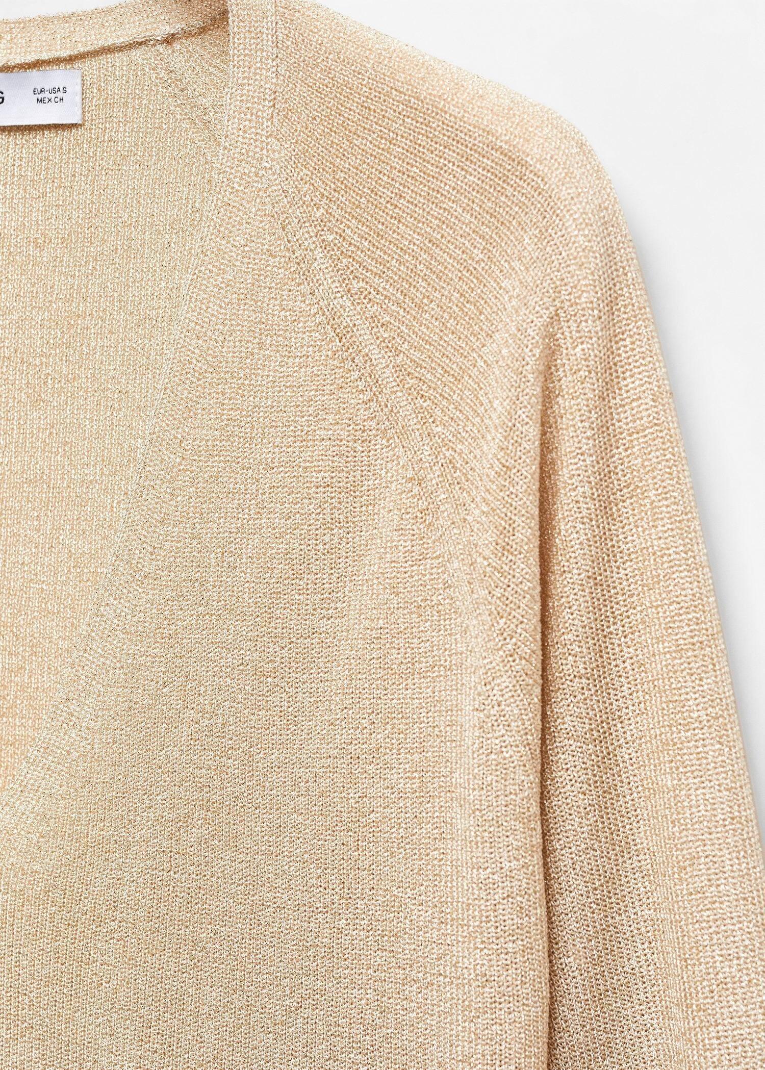 Mango - Beige V-Neck Lurex Sweater