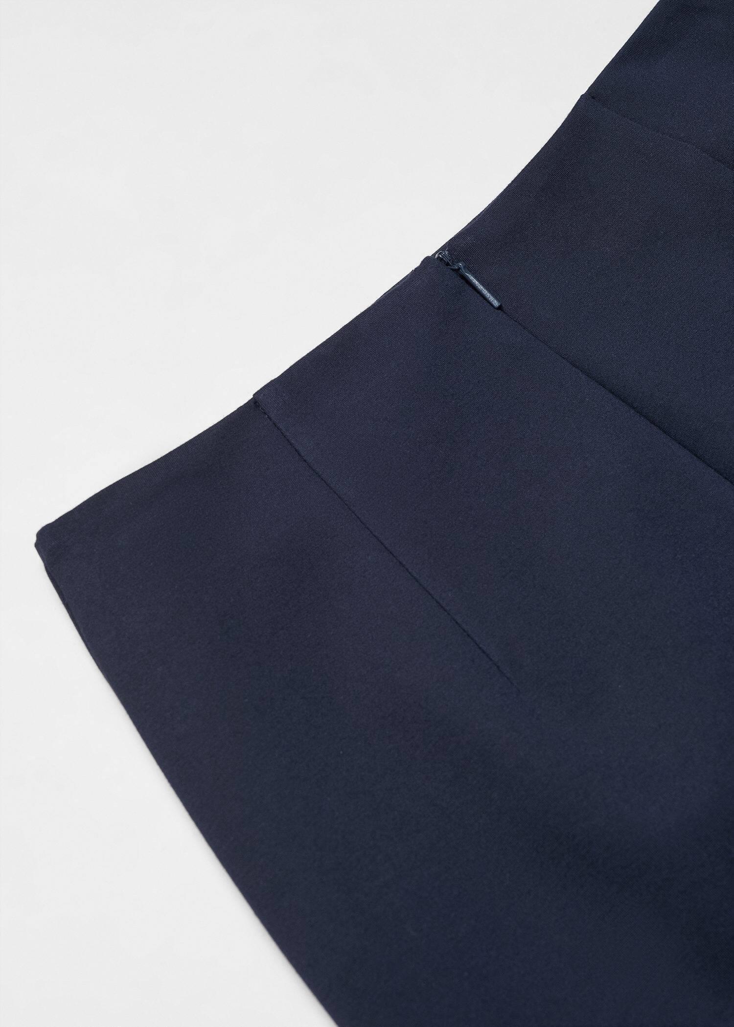 Mango - Navy Pencil Skirt With Rome-Knit Opening