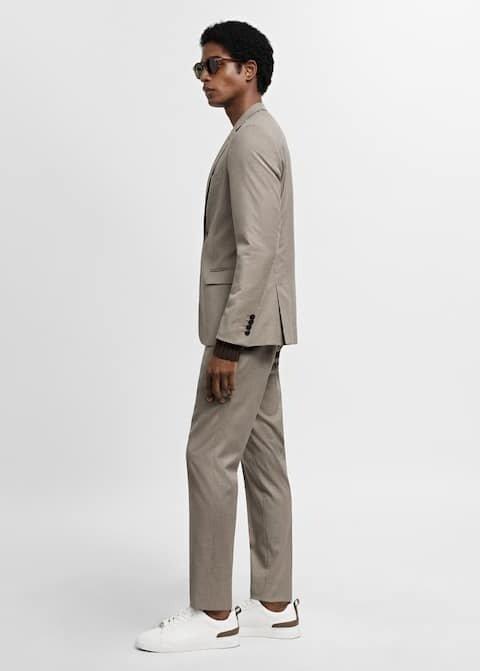 Mango - Beige Super Slim-Fit Suit Jacket