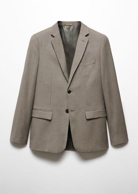 Mango - Beige Super Slim-Fit Suit Jacket