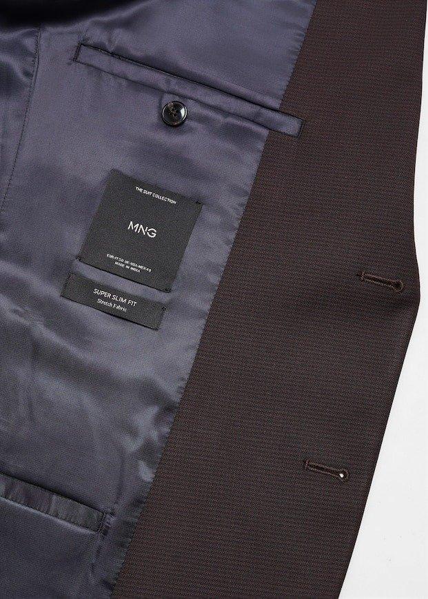 Mango - Burgundy Super Slim-Fit Suit Jacket