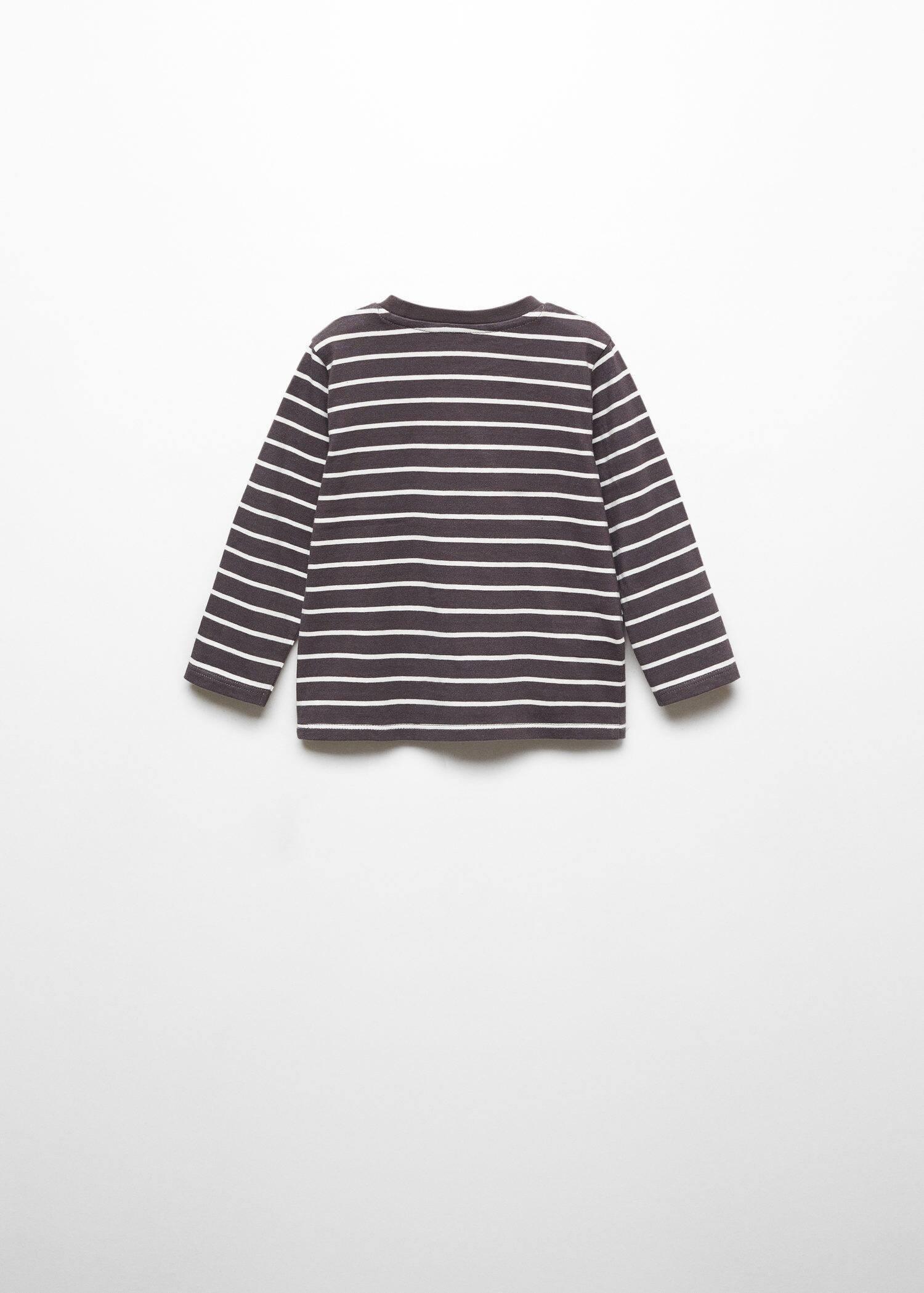 Mango - Grey Striped Long Sleeves T-Shirt, Kids Girls