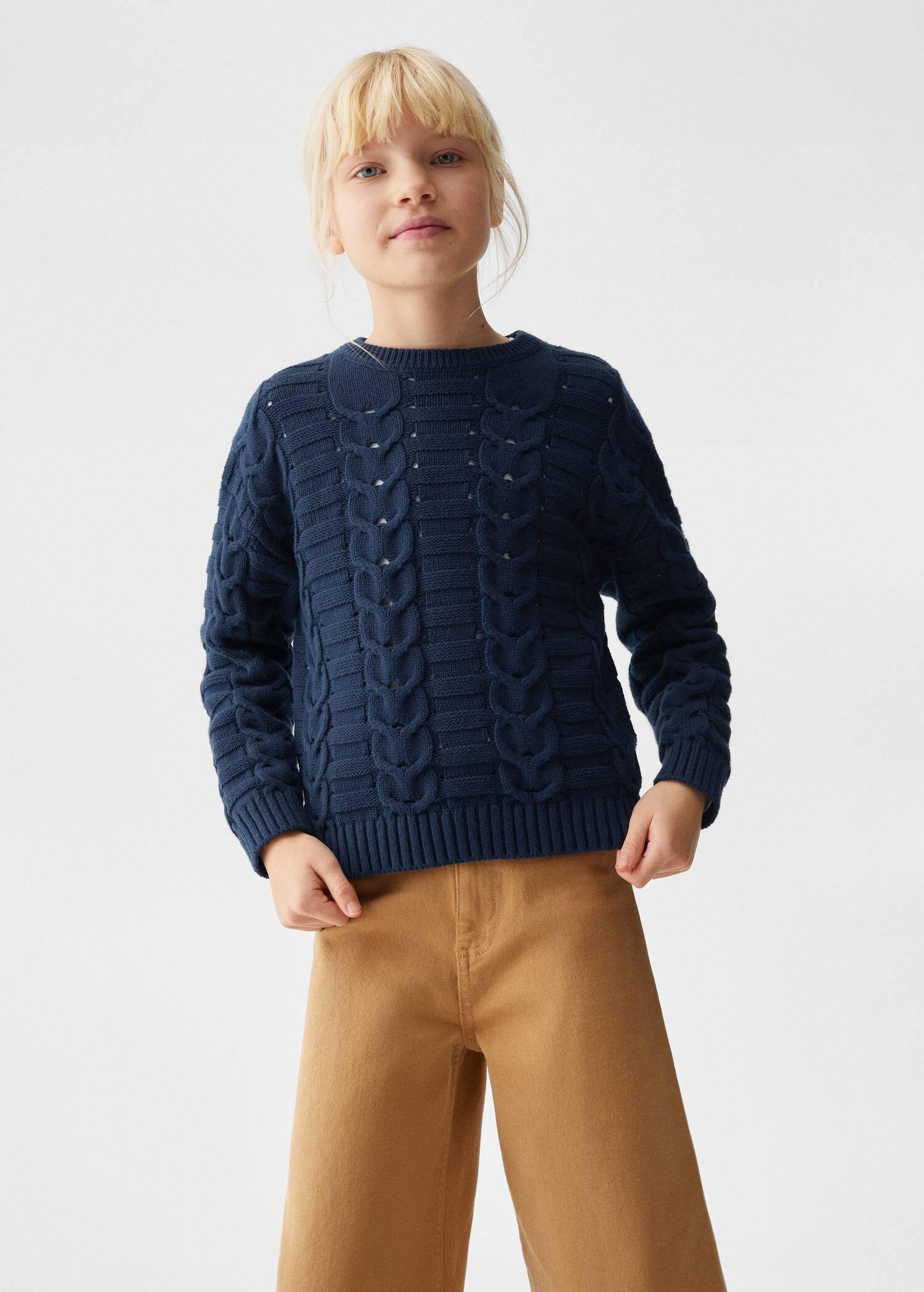 Mango - Navy Contrasting Knit Sweater