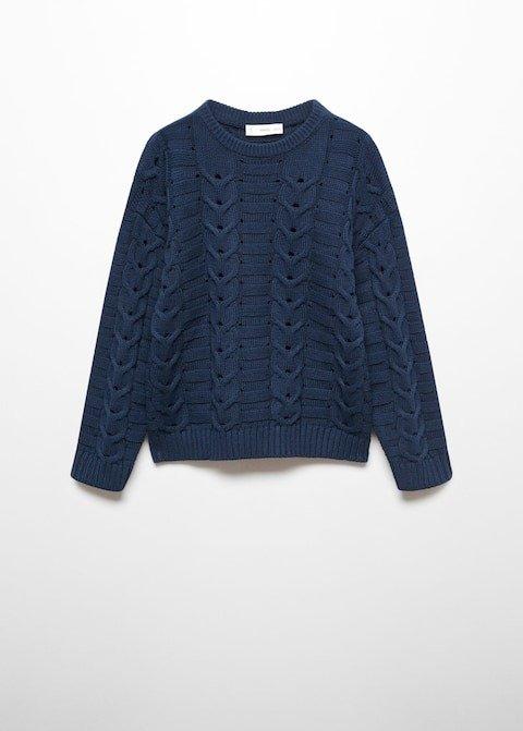 Mango - Navy Contrasting Knit Sweater