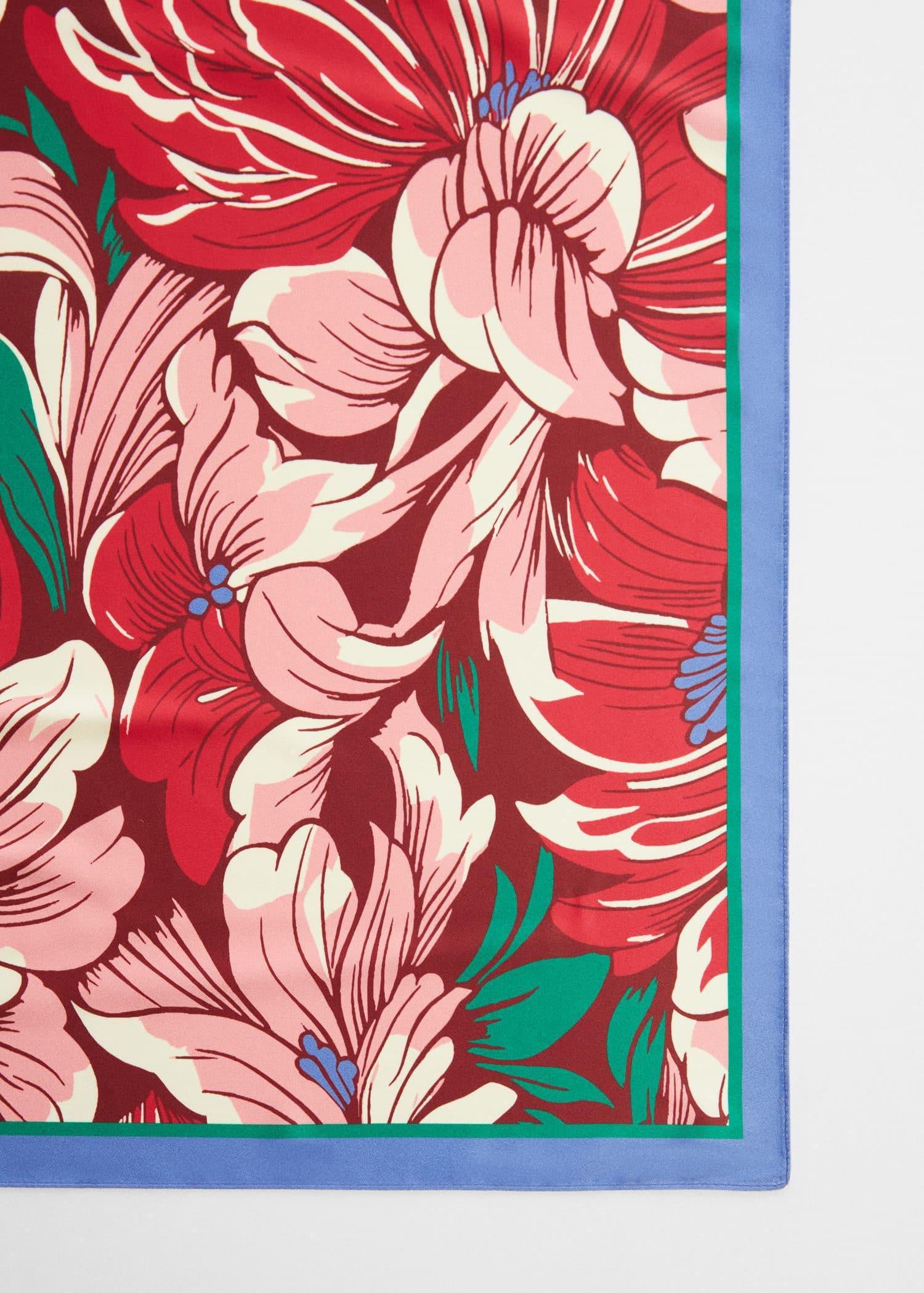 Red Floral Printed Scarf, , large image number 0
