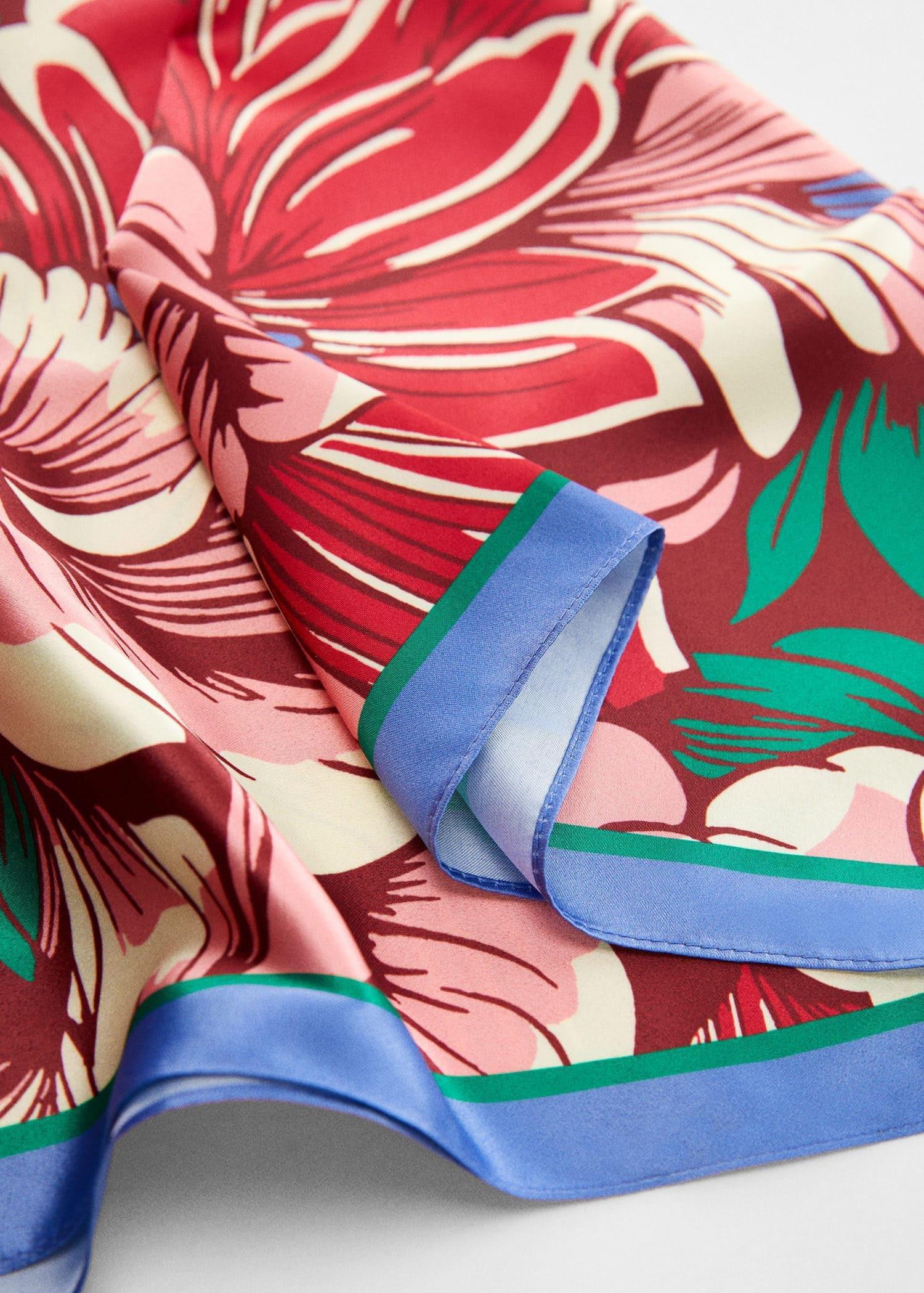 Red Floral Printed Scarf, , large image number 1