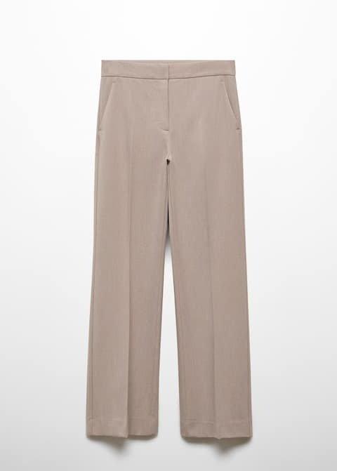 Mango - Brown Wideleg Marbled Trousers