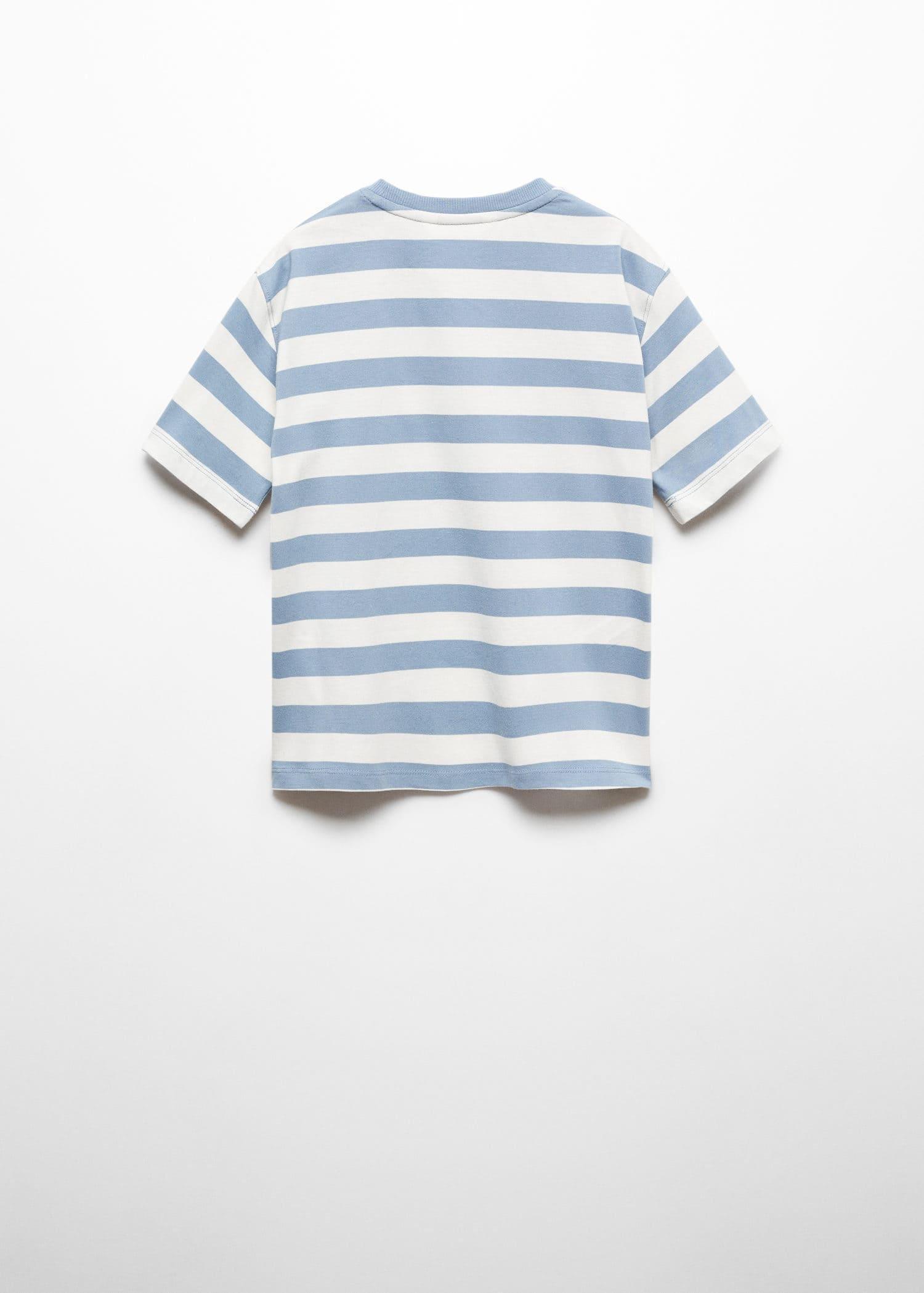 Mango - Blue Lt-Pastel Striped Cotton T-Shirt, Kids Boys