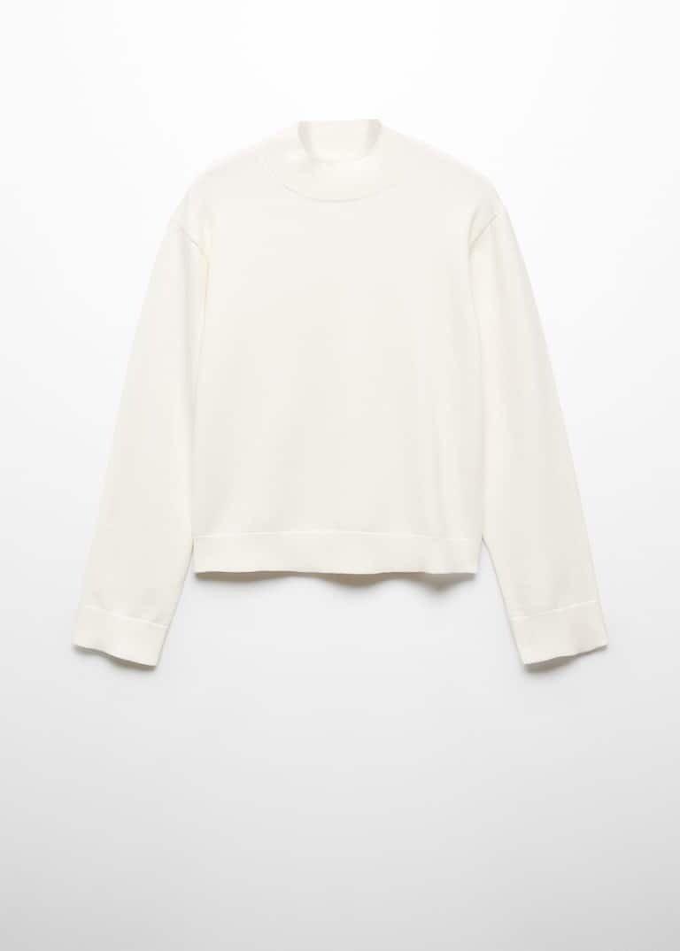 Mango - White Perkins Neck Knitted Sweater