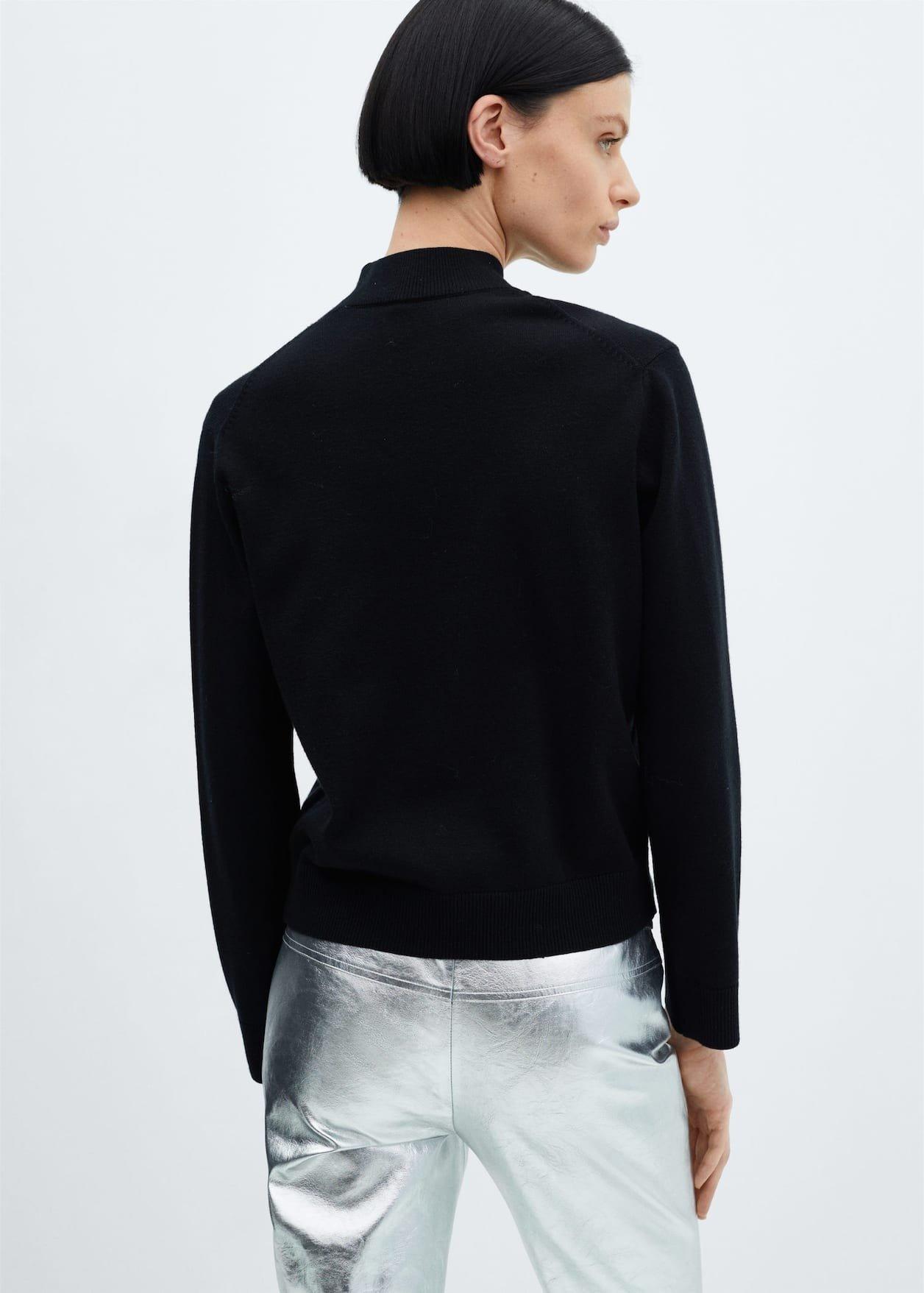 Mango - Black Perkins Neck Knitted Sweater