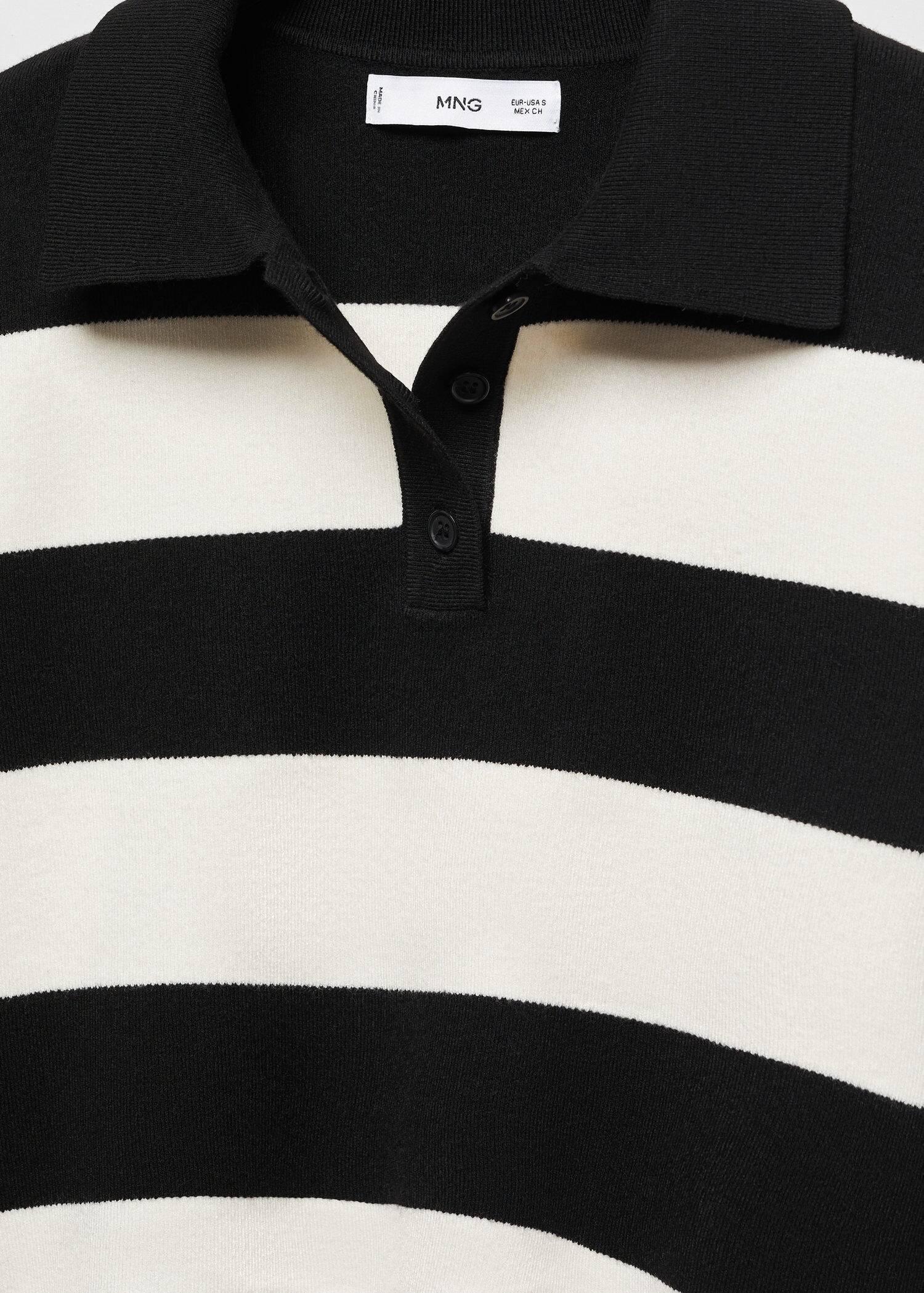 Mango - Black Striped Polo-Neck Sweater