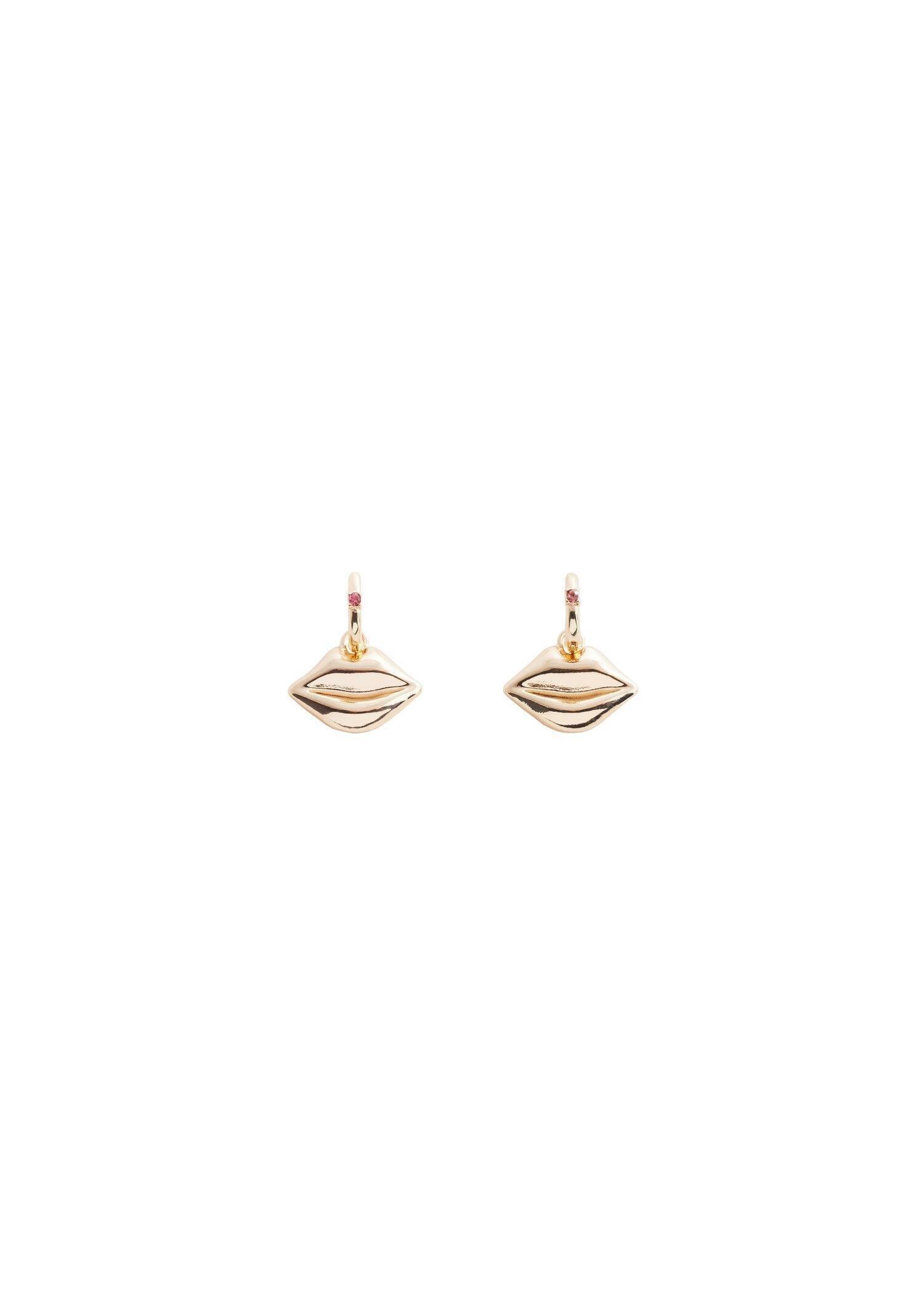 Gold Detachable Lips Earrings, , large image number 3