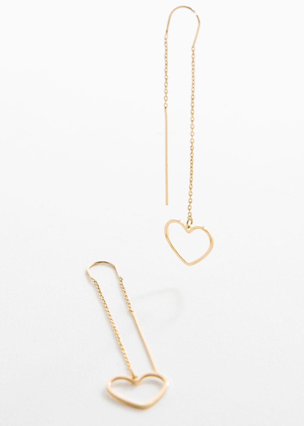Gold Heart Thread Earrings, , large image number 0