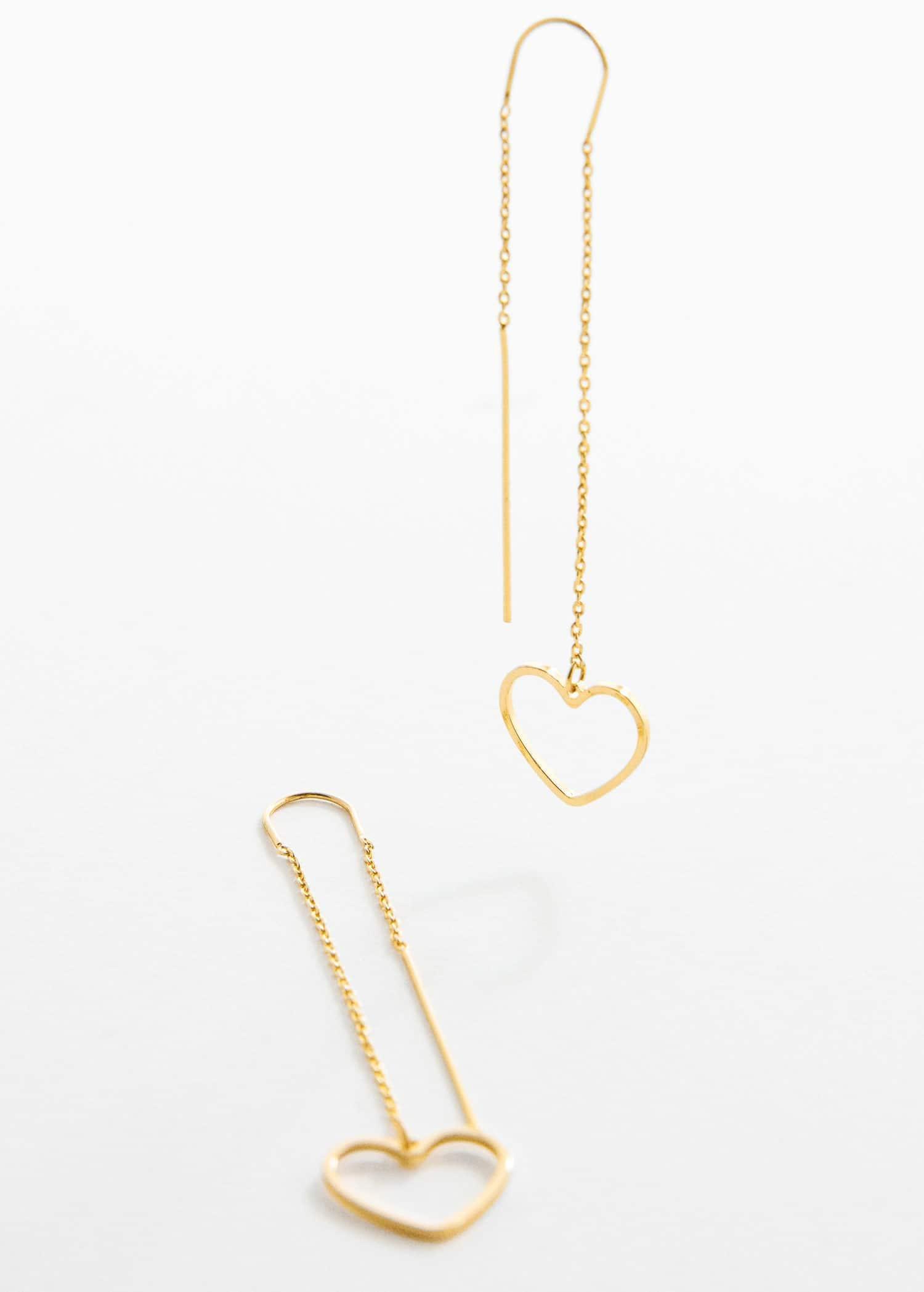 Gold Heart Thread Earrings, , large image number 1