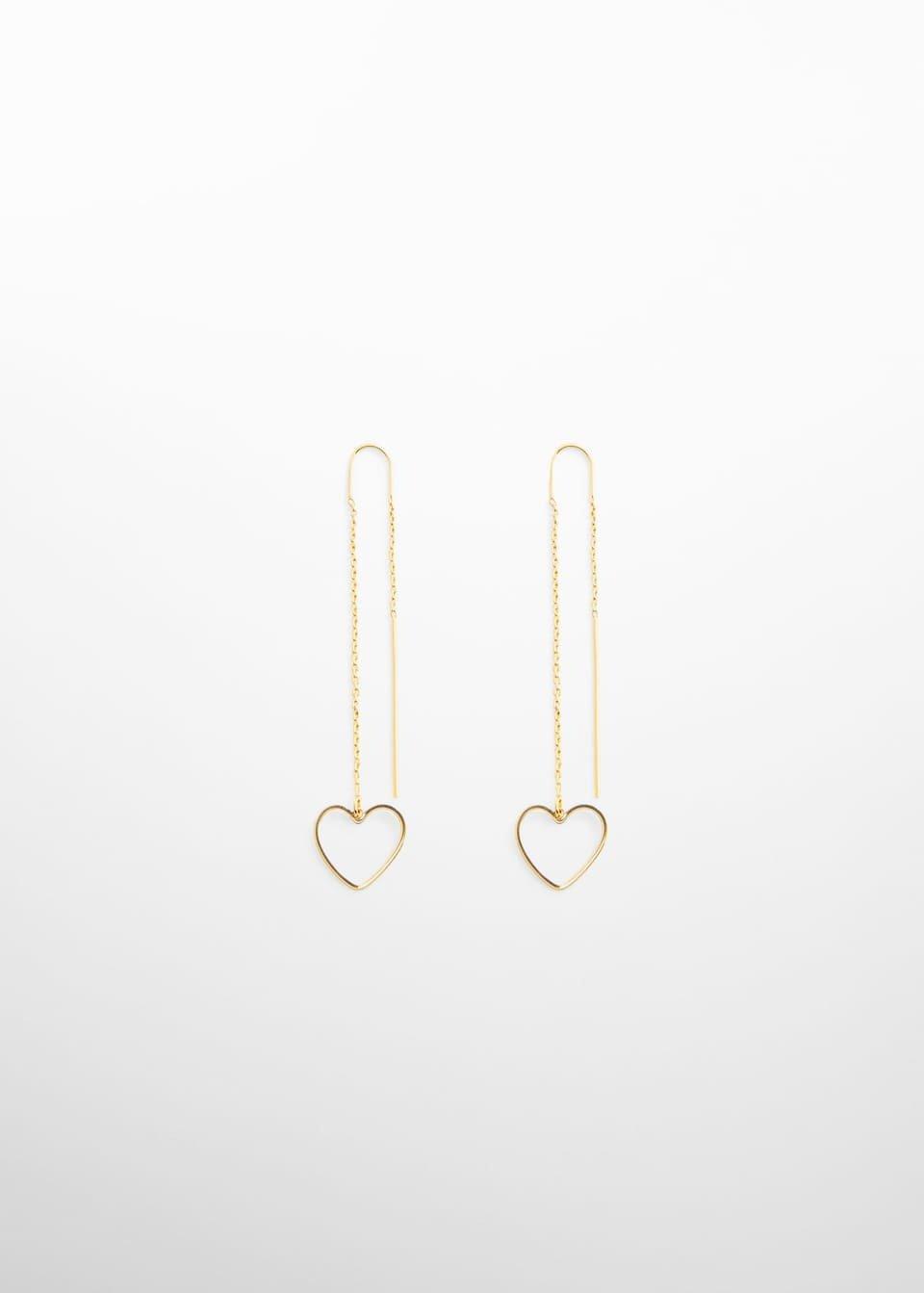 Gold Heart Thread Earrings, , large image number 2
