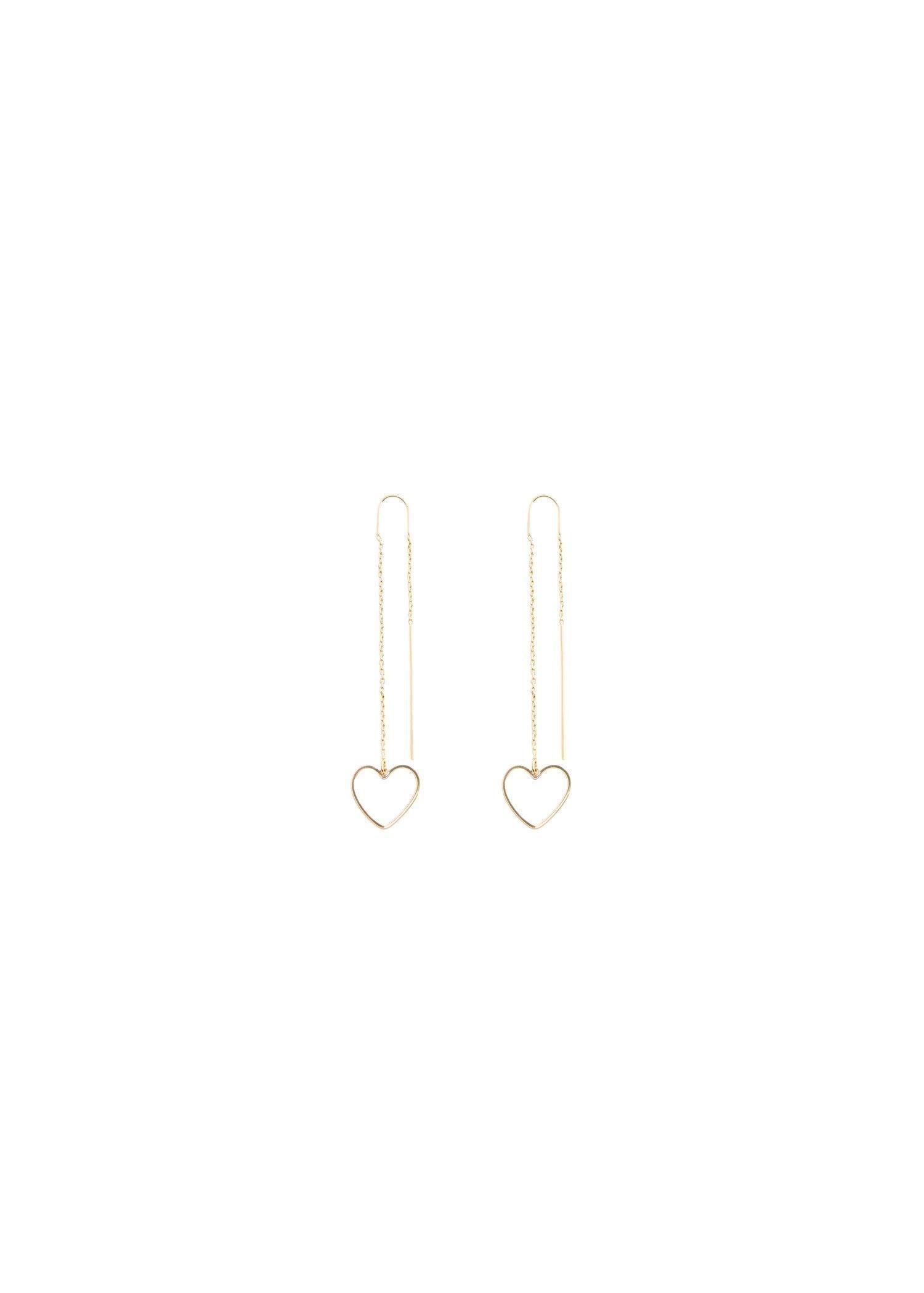 Gold Heart Thread Earrings, , large image number 3