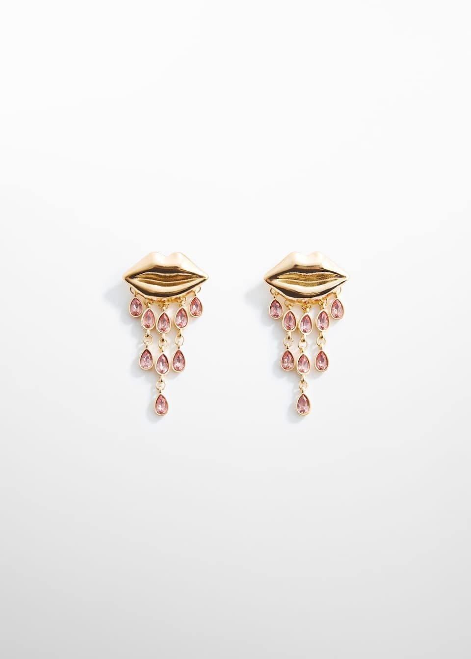 Gold Lip Bead Earrings, , large image number 4
