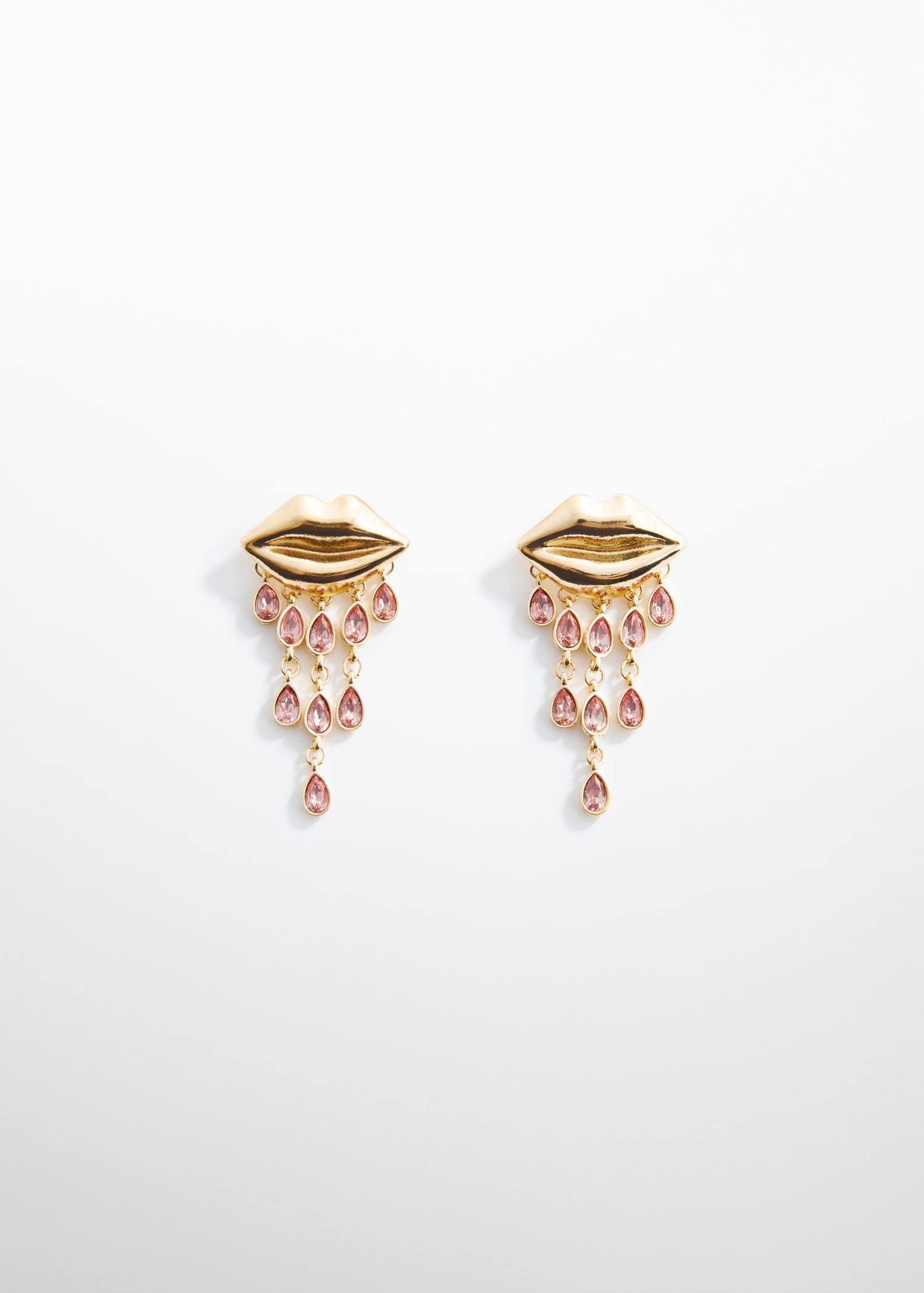 Gold Lip Bead Earrings, , large image number 6