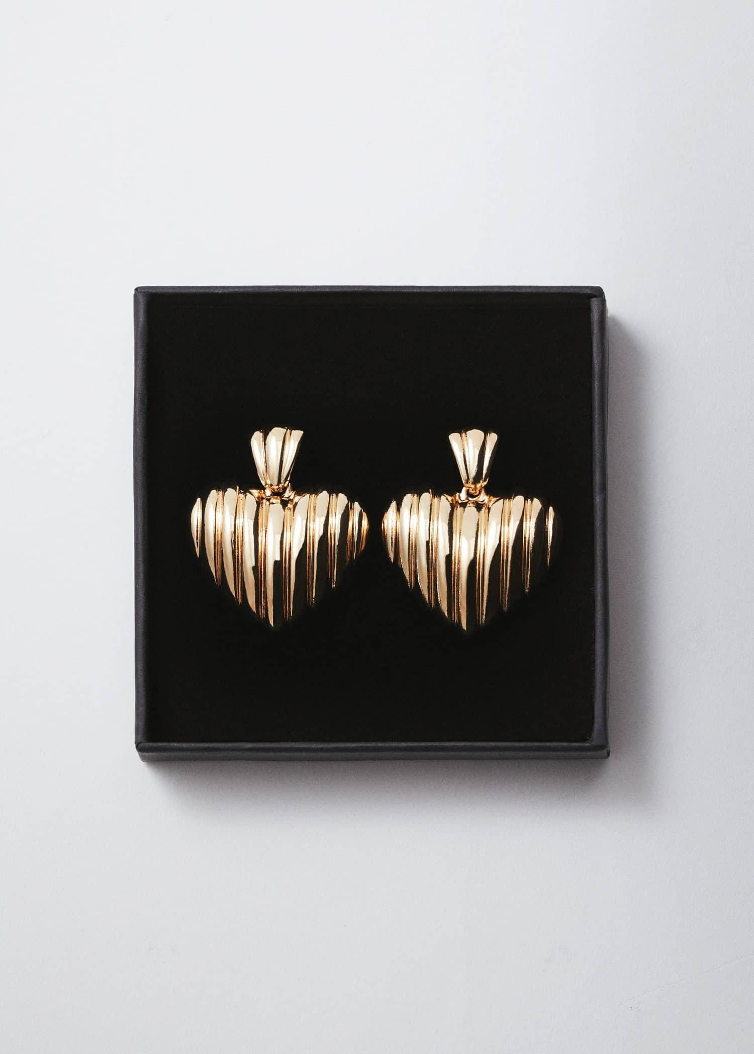 Gold Heart-Shape Earrings, , large image number 4