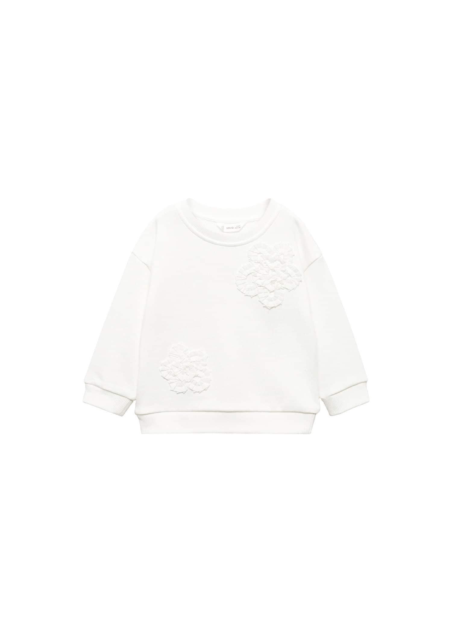 Mango - White Printed Cotton Sweatshirt, Kids Girls