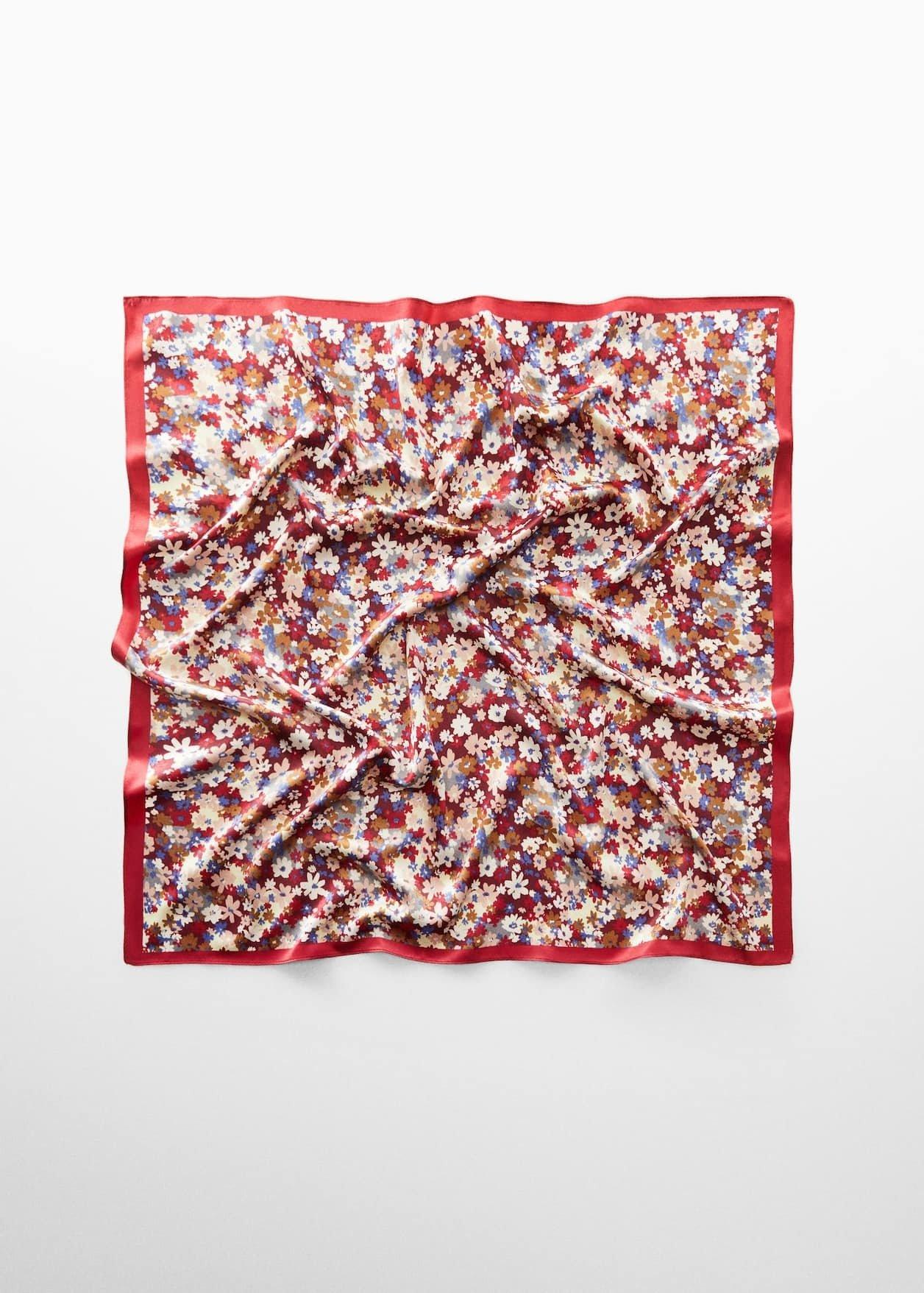 Burgundy Flowers Printed Scarf, , large image number 0