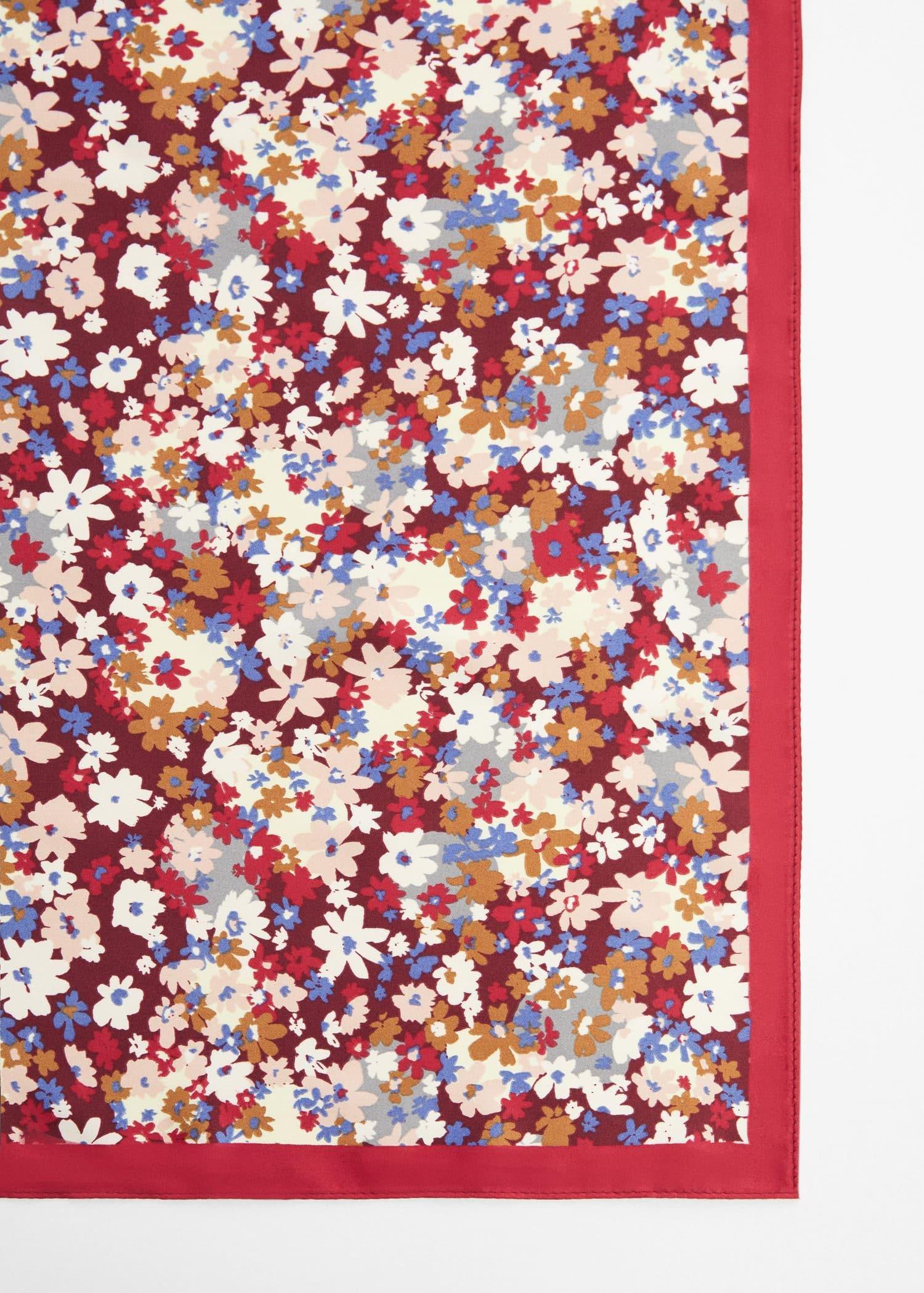 Burgundy Flowers Printed Scarf, , large image number 1