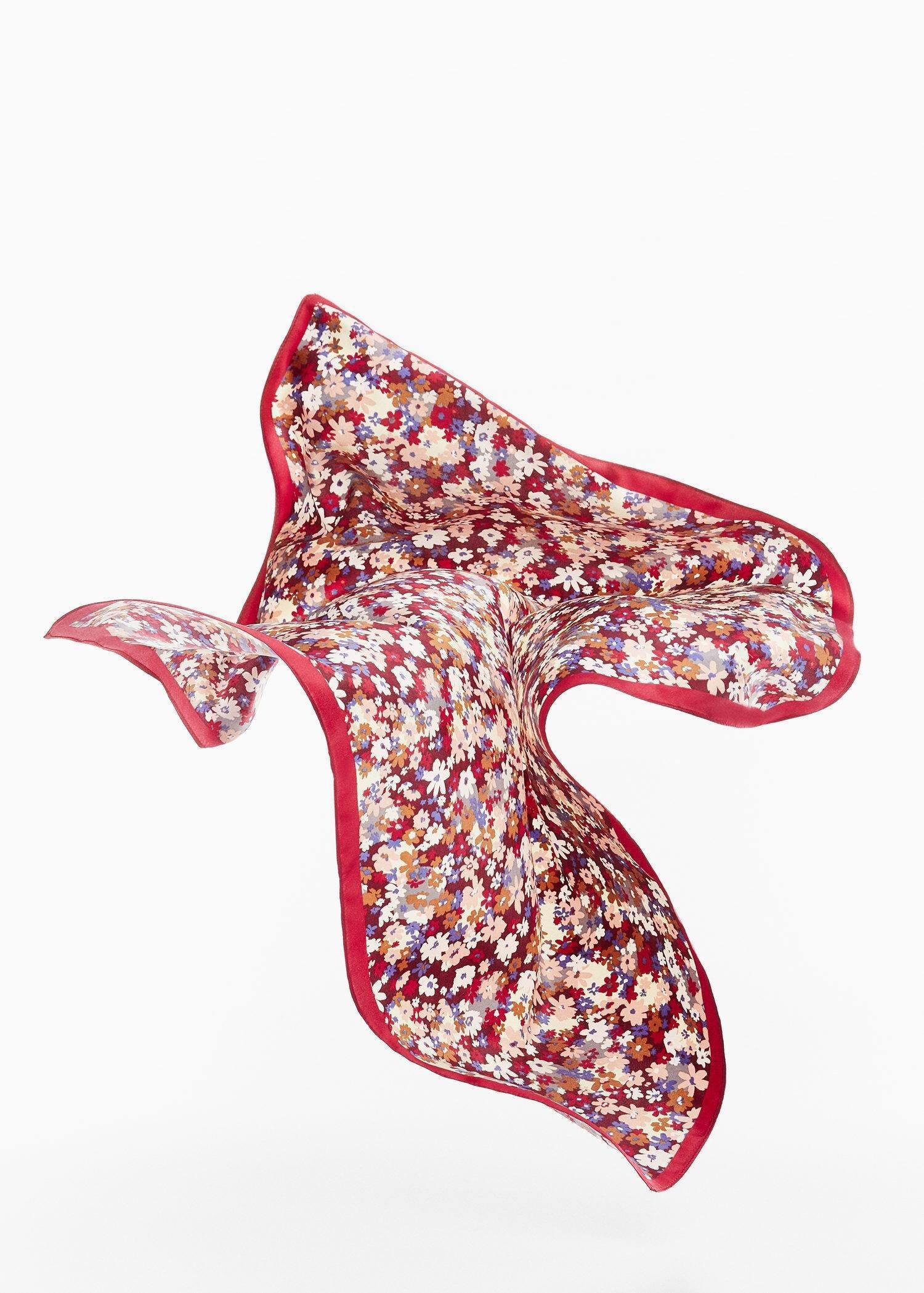 Burgundy Flowers Printed Scarf, , large image number 5