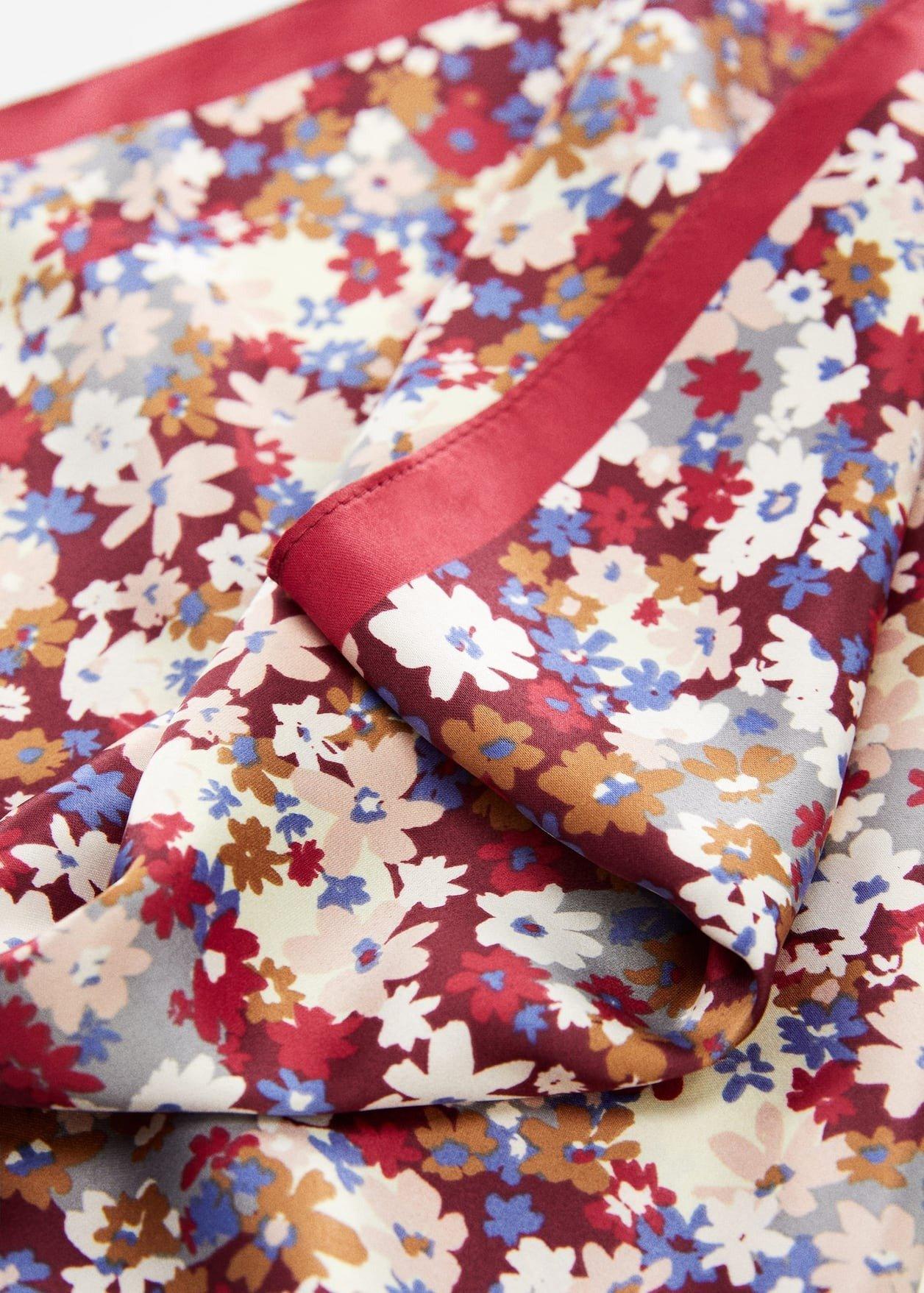 Mango - Burgundy Flowers Printed Scarf