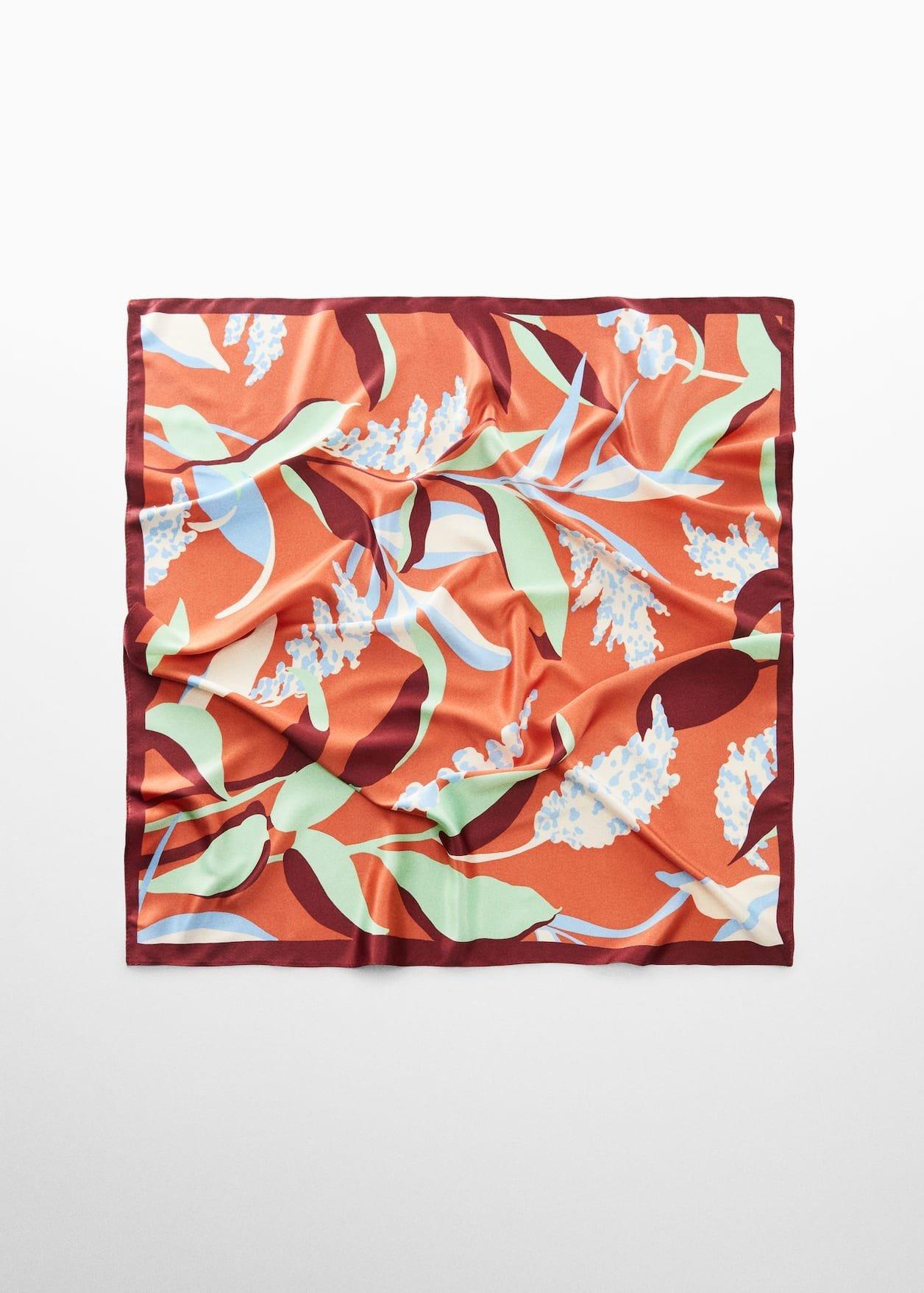 Orange Floral Printed Scarf, , large image number 0