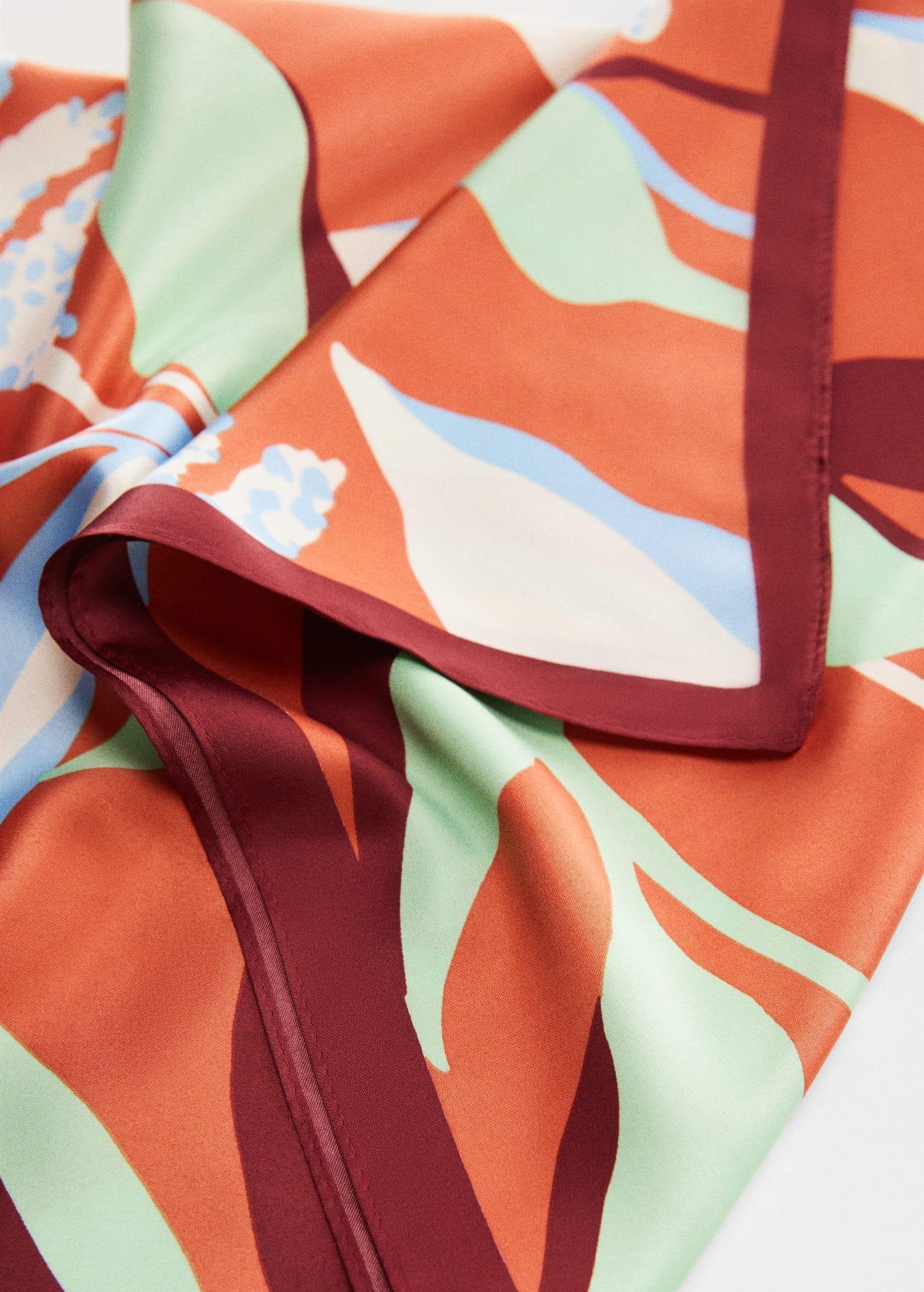 Orange Floral Printed Scarf, , large image number 3