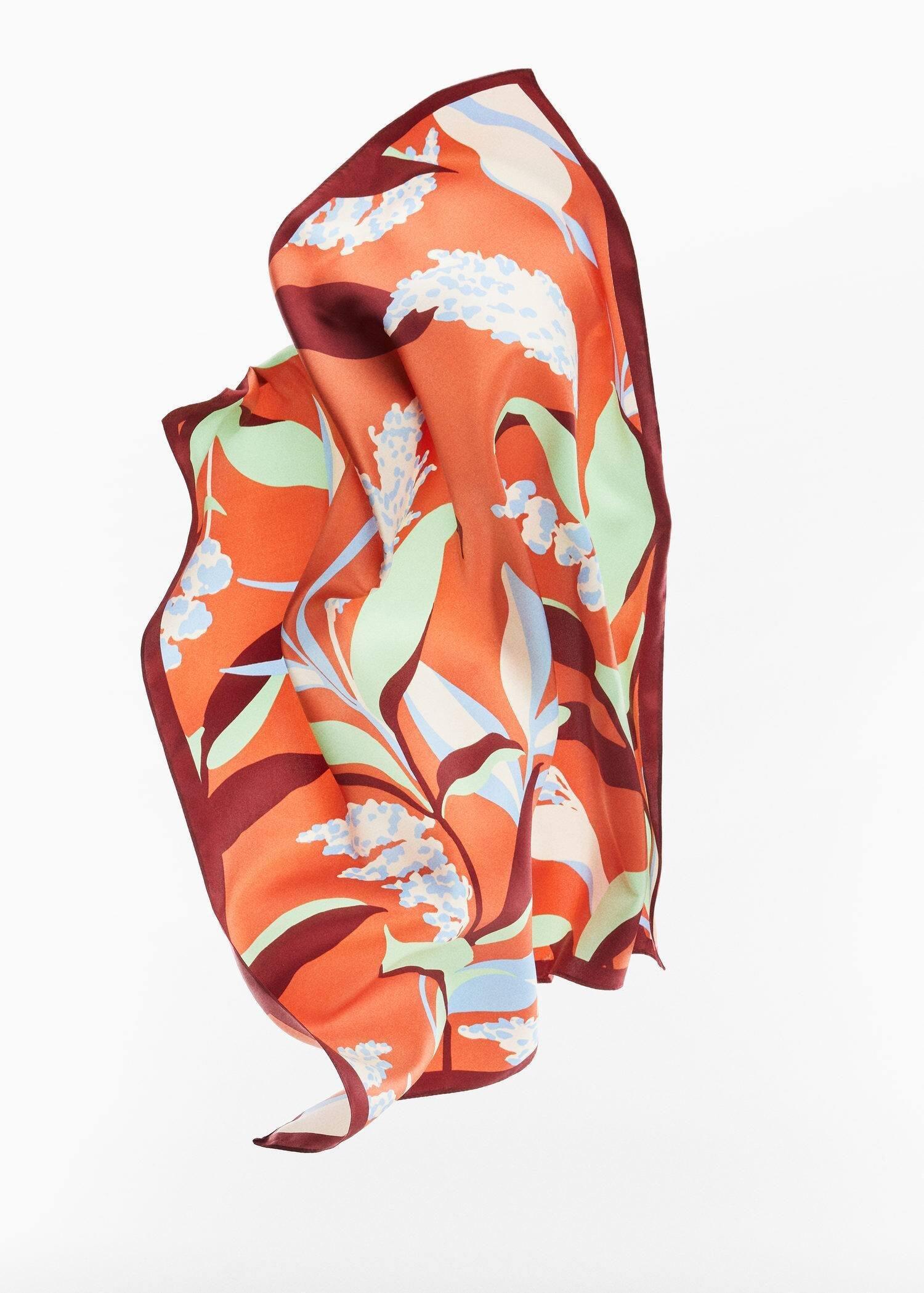 Mango - Orange Floral Printed Scarf