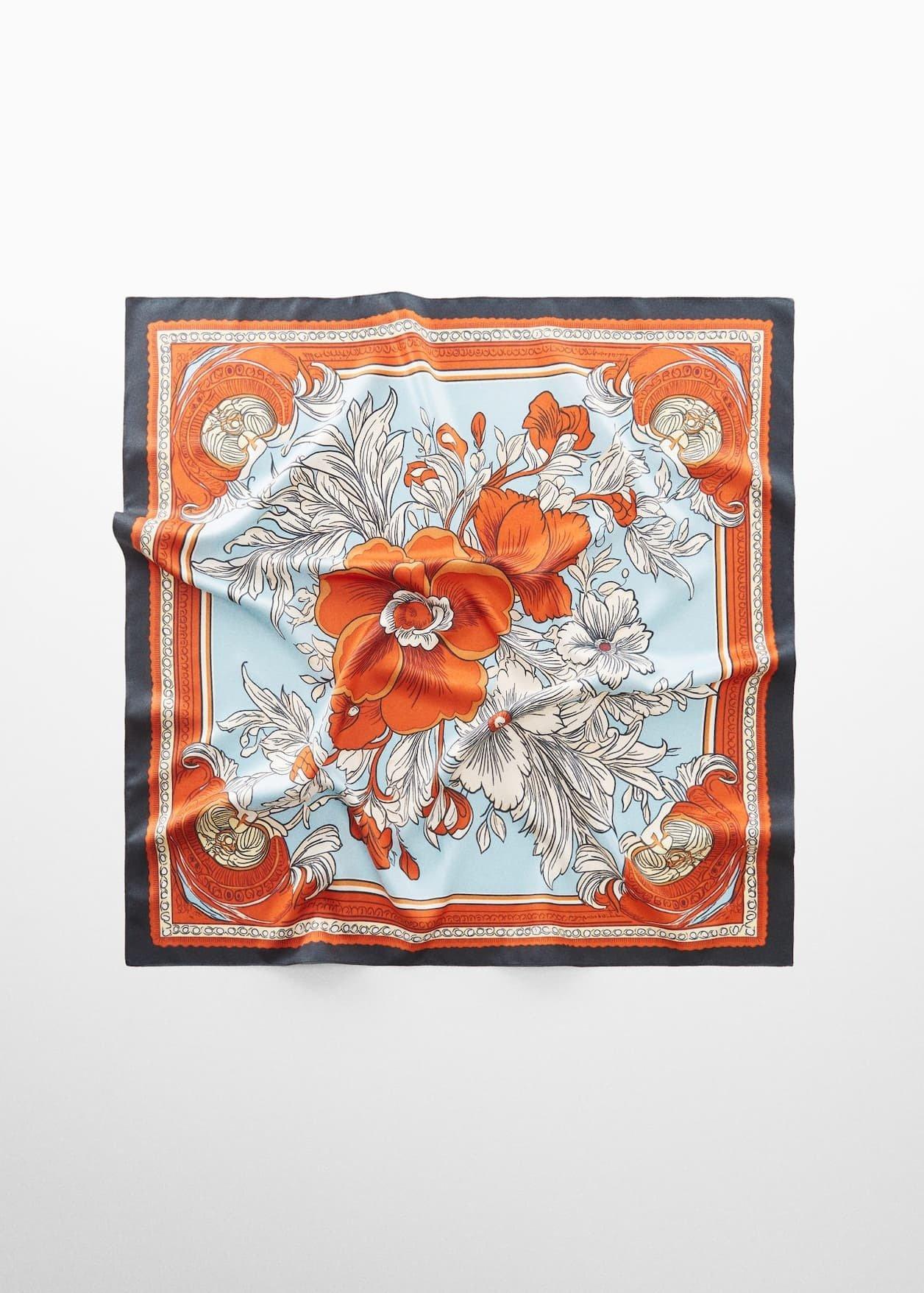 Orange Floral Printed Scarf, , large image number 0