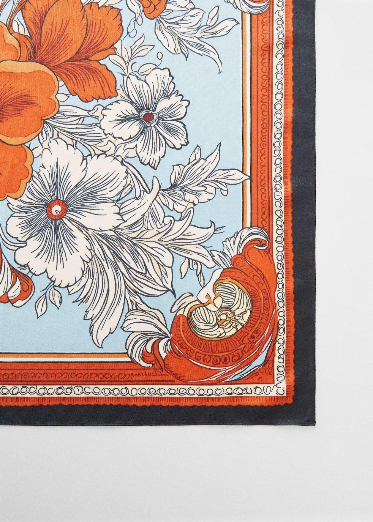 Orange Floral Printed Scarf, , large image number 3