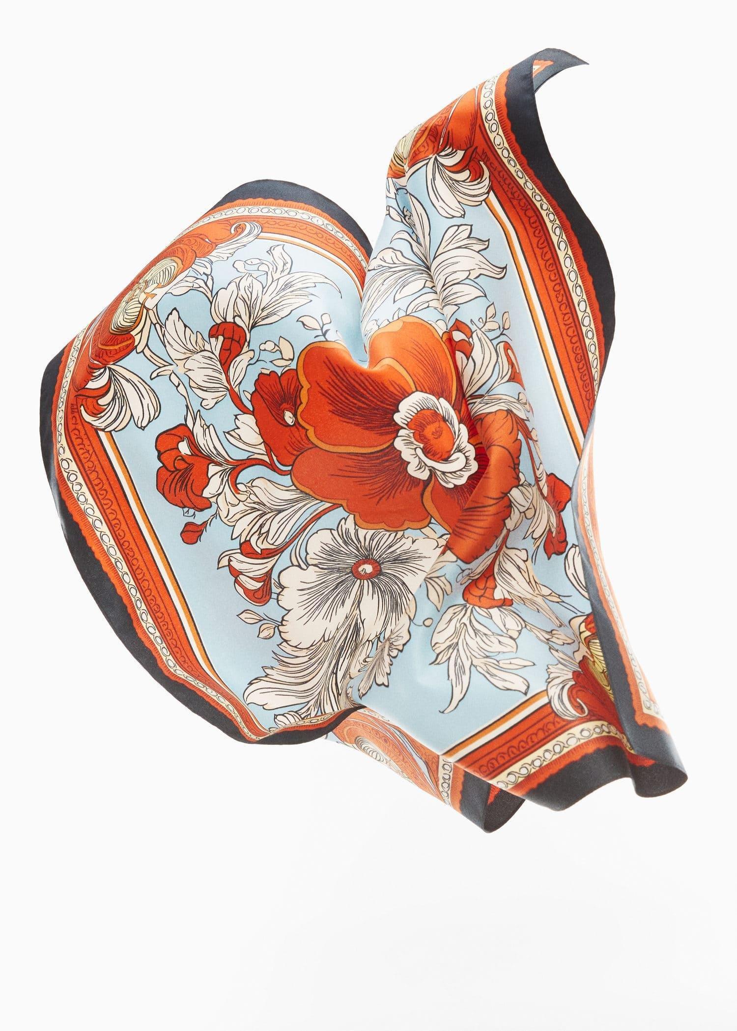Orange Floral Printed Scarf, , large image number 4