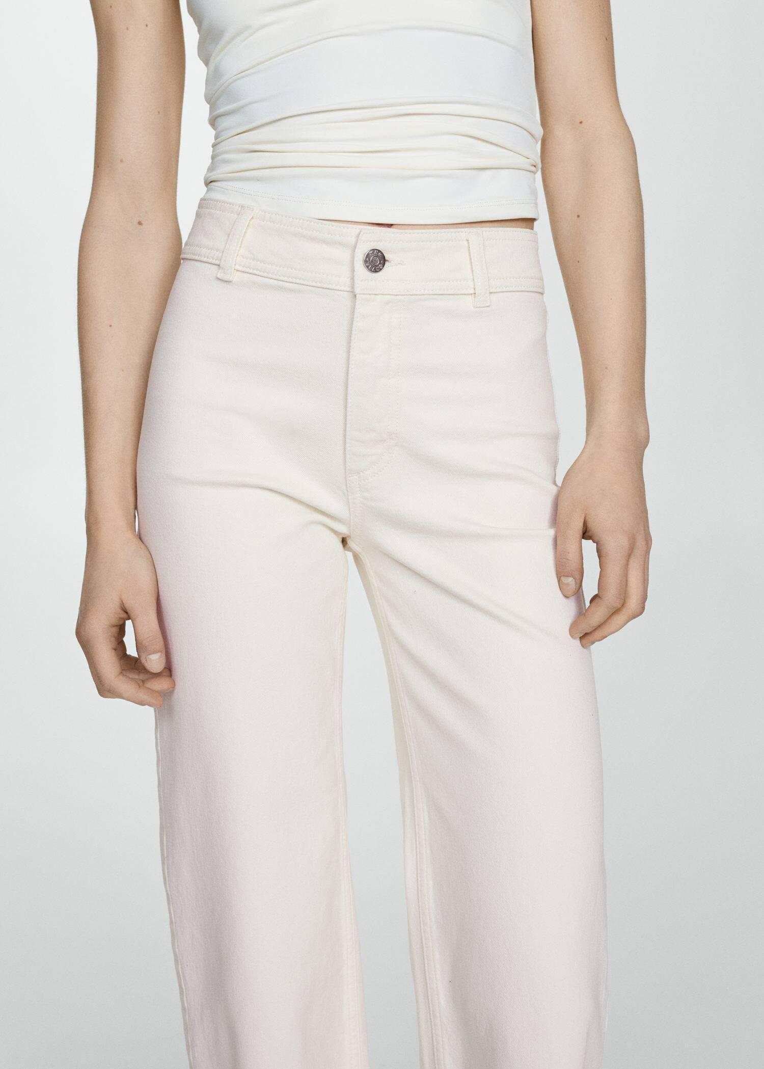 Mango - Cream Jeans Culotte High Waist