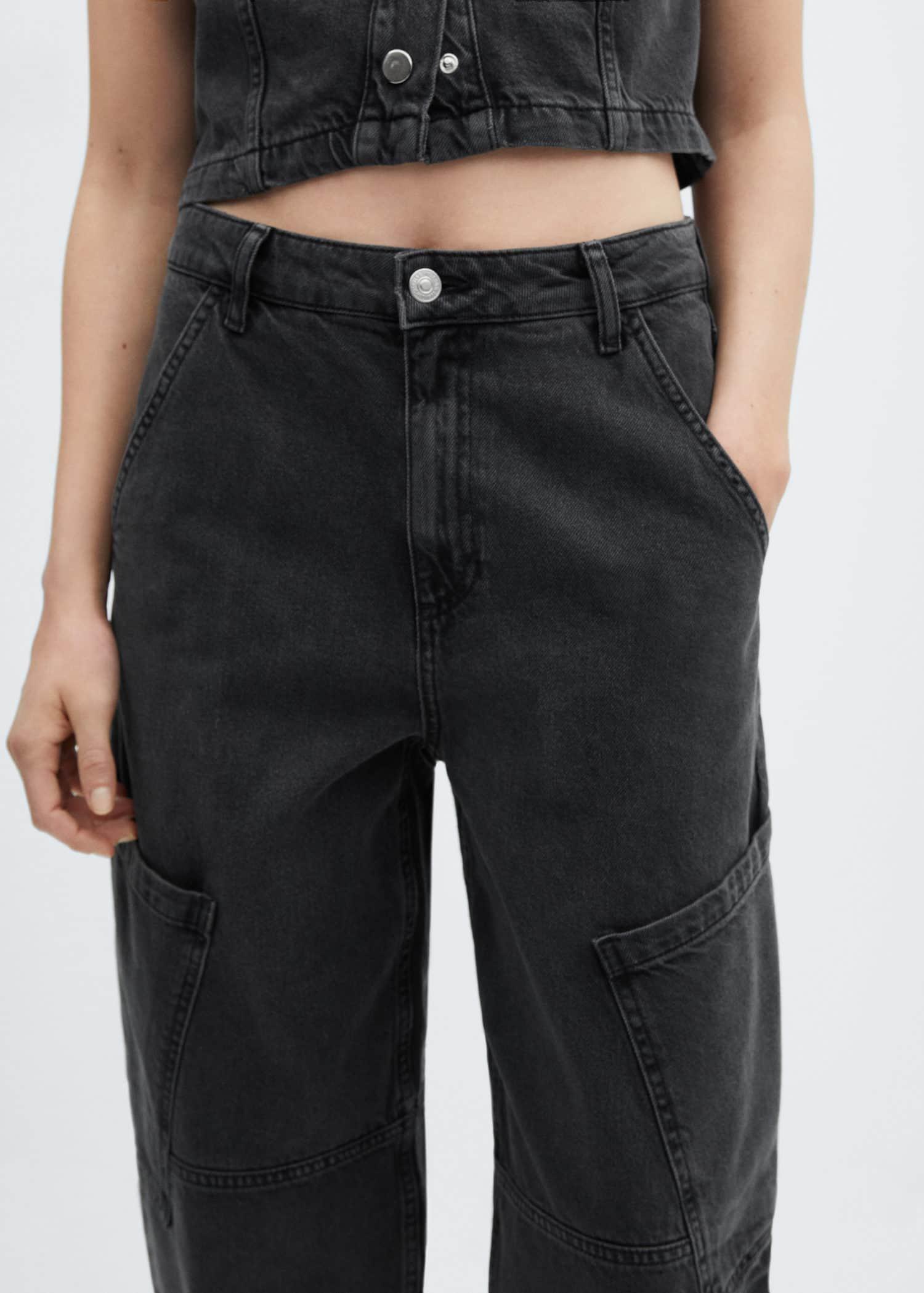 Mango - Grey Mid-Rise Slouchy Jeans