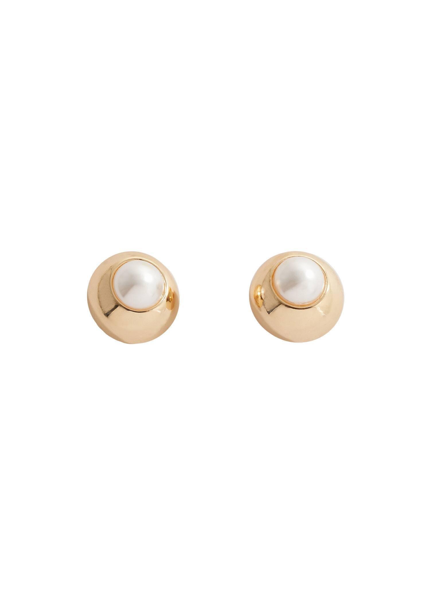 Mango - Gold Spherical Pearl-Detail Earrings