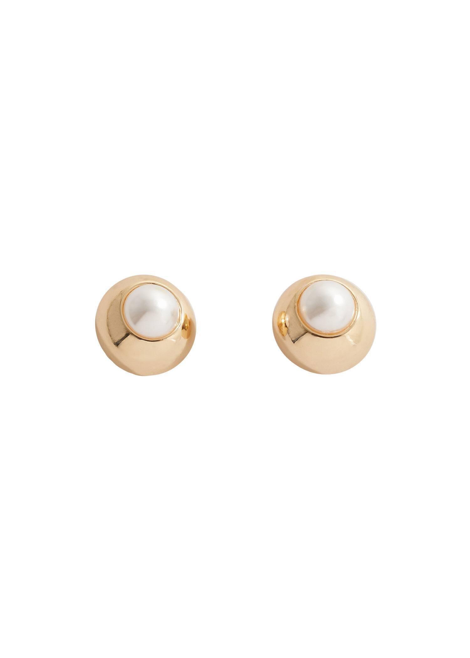 Gold Spherical Pearl-Detail Earrings, , large image number 0