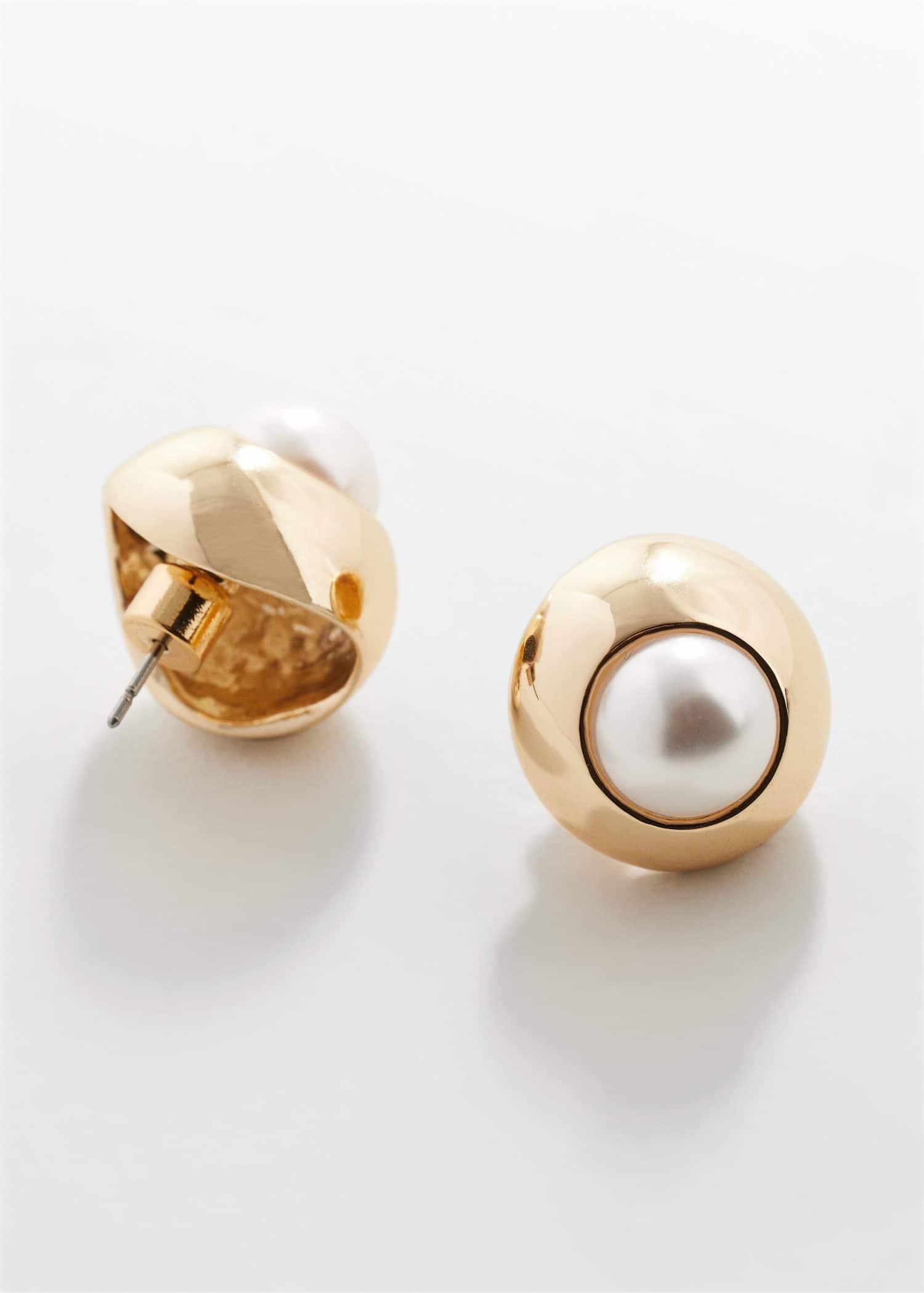 Gold Spherical Pearl-Detail Earrings, , large image number 1