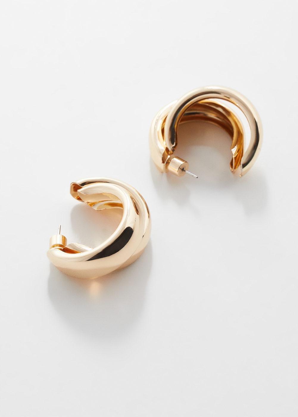 Gold Double Hoop Earrings, , large image number 0