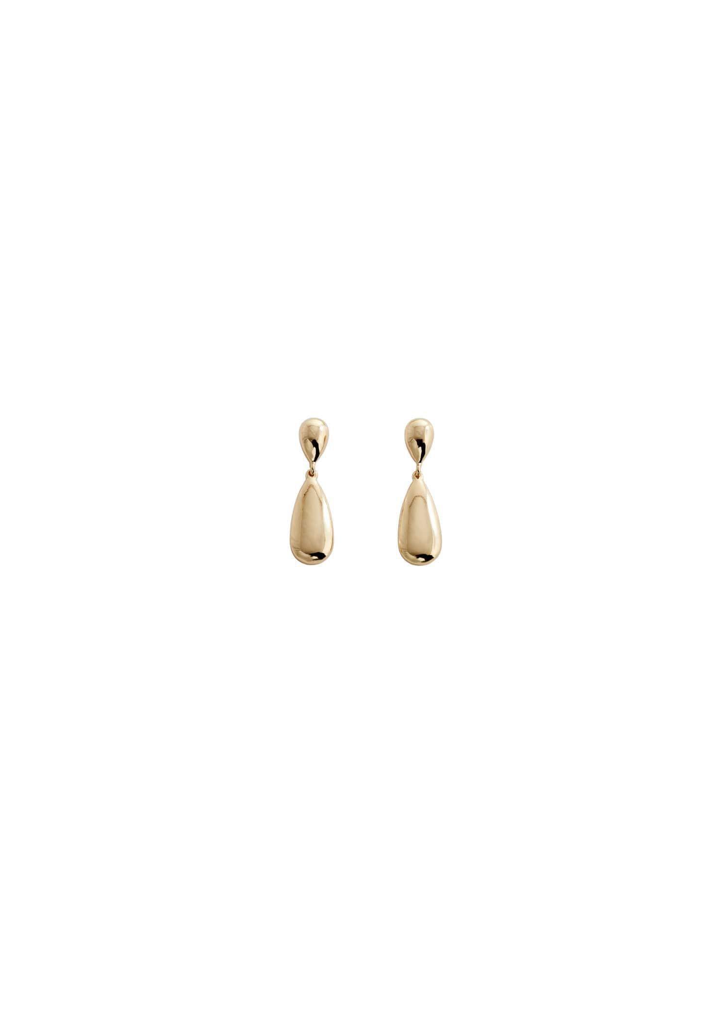 Mango - Gold Metal Pendant Earrings