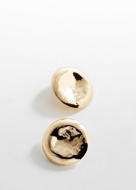 Mango - Gold Textured Round Earrings