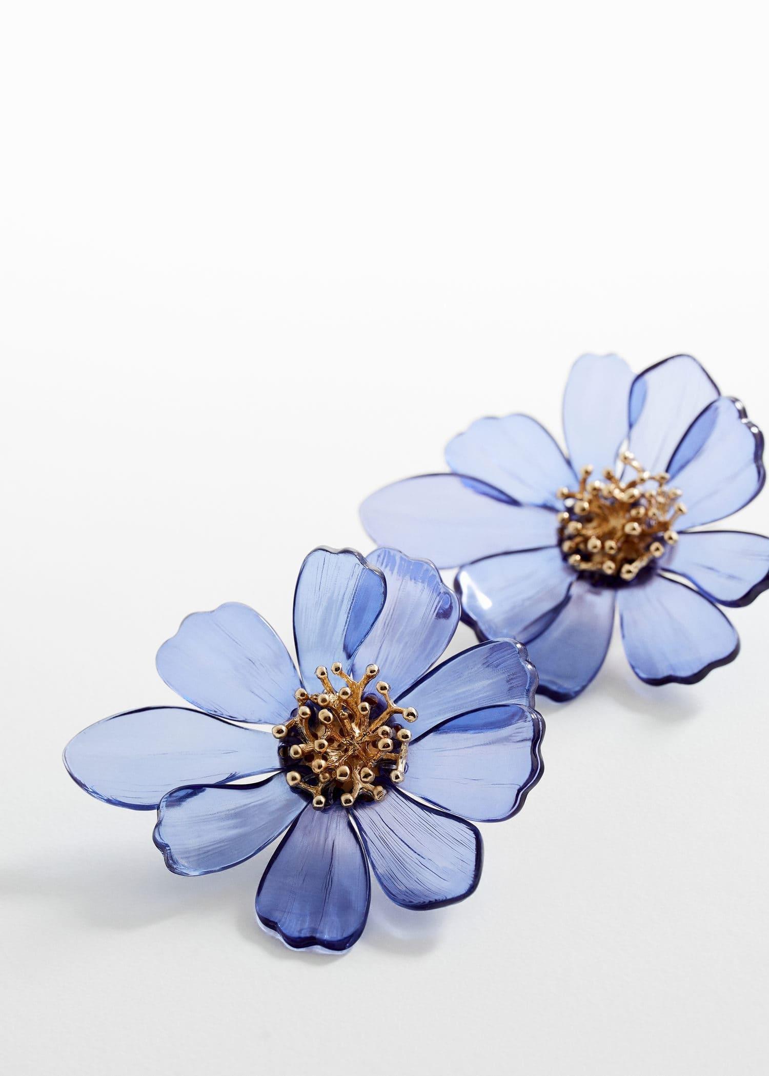 Blue Maxi Flower Earrings, , large image number 0
