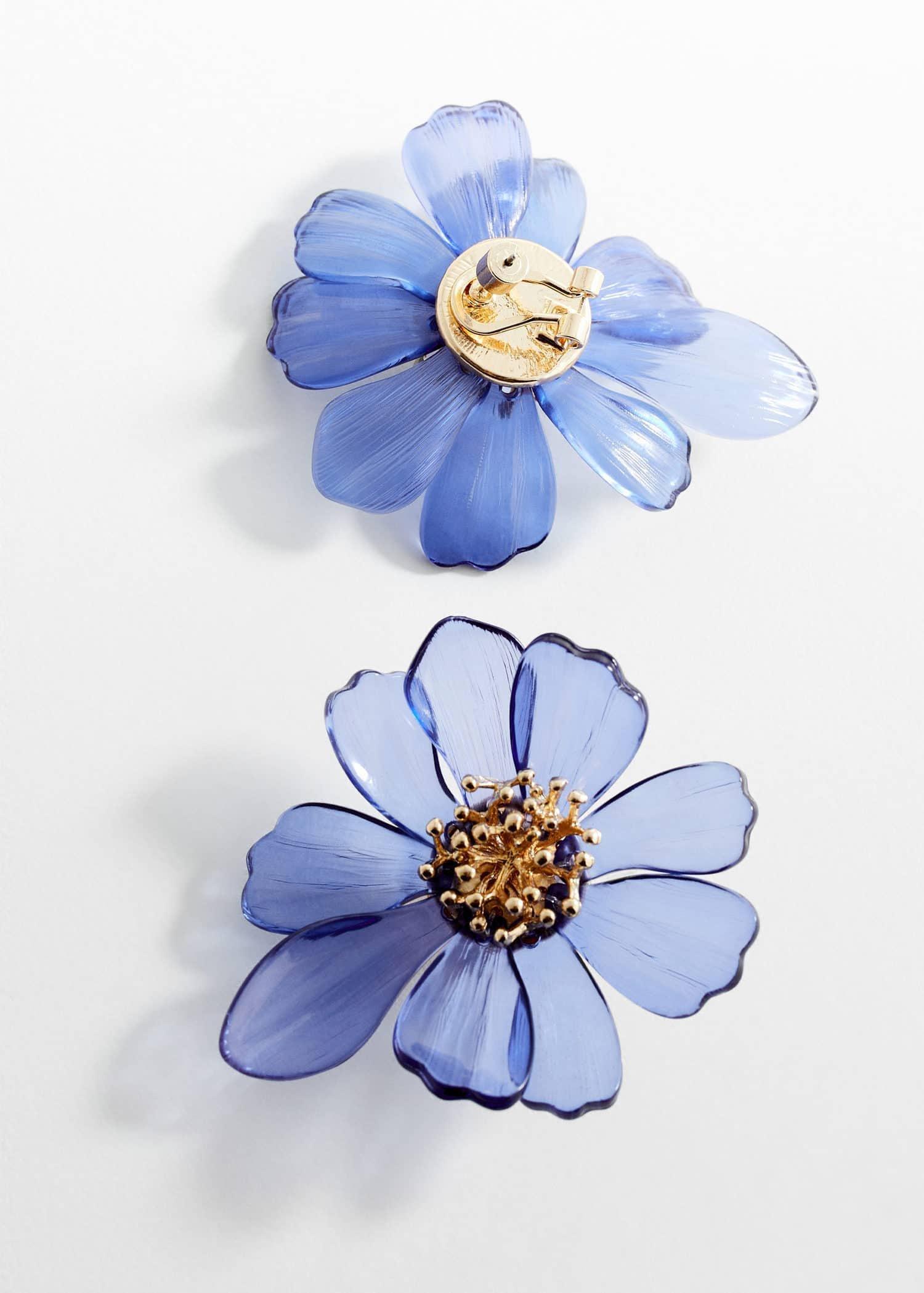 Blue Maxi Flower Earrings, , large image number 1