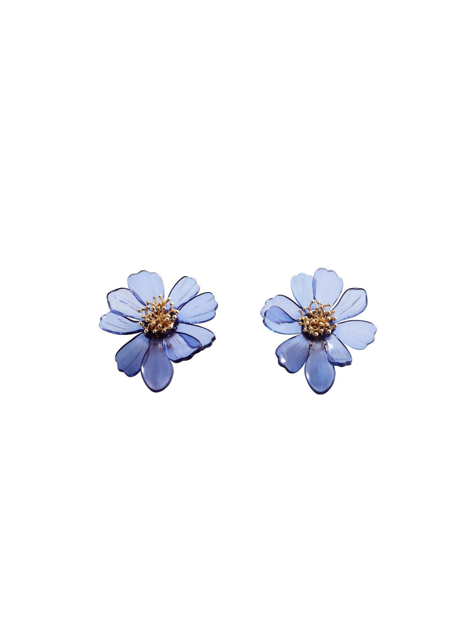 Blue Maxi Flower Earrings, , large image number 3