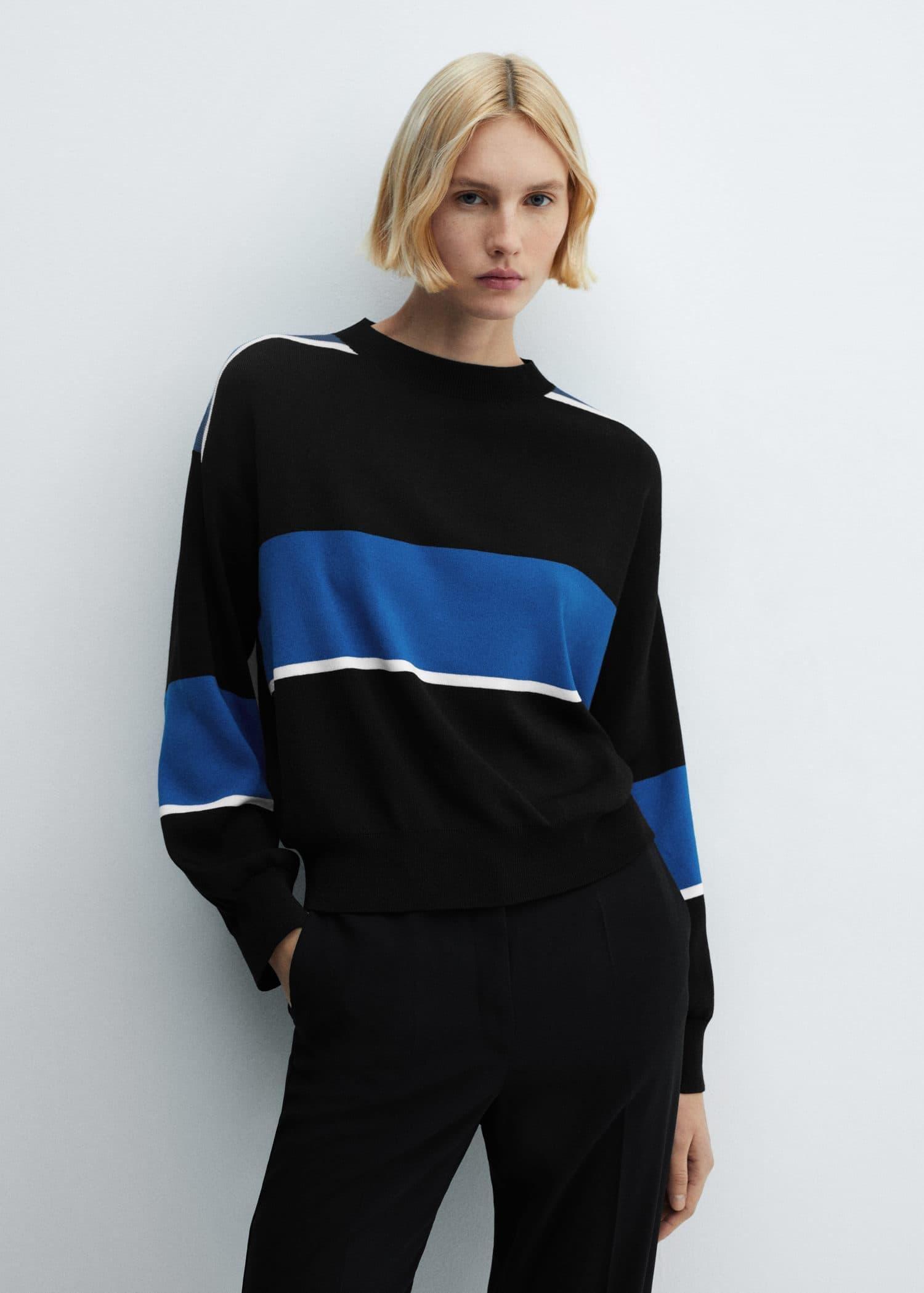 Mango - Blue Round Neck Knitted Sweater