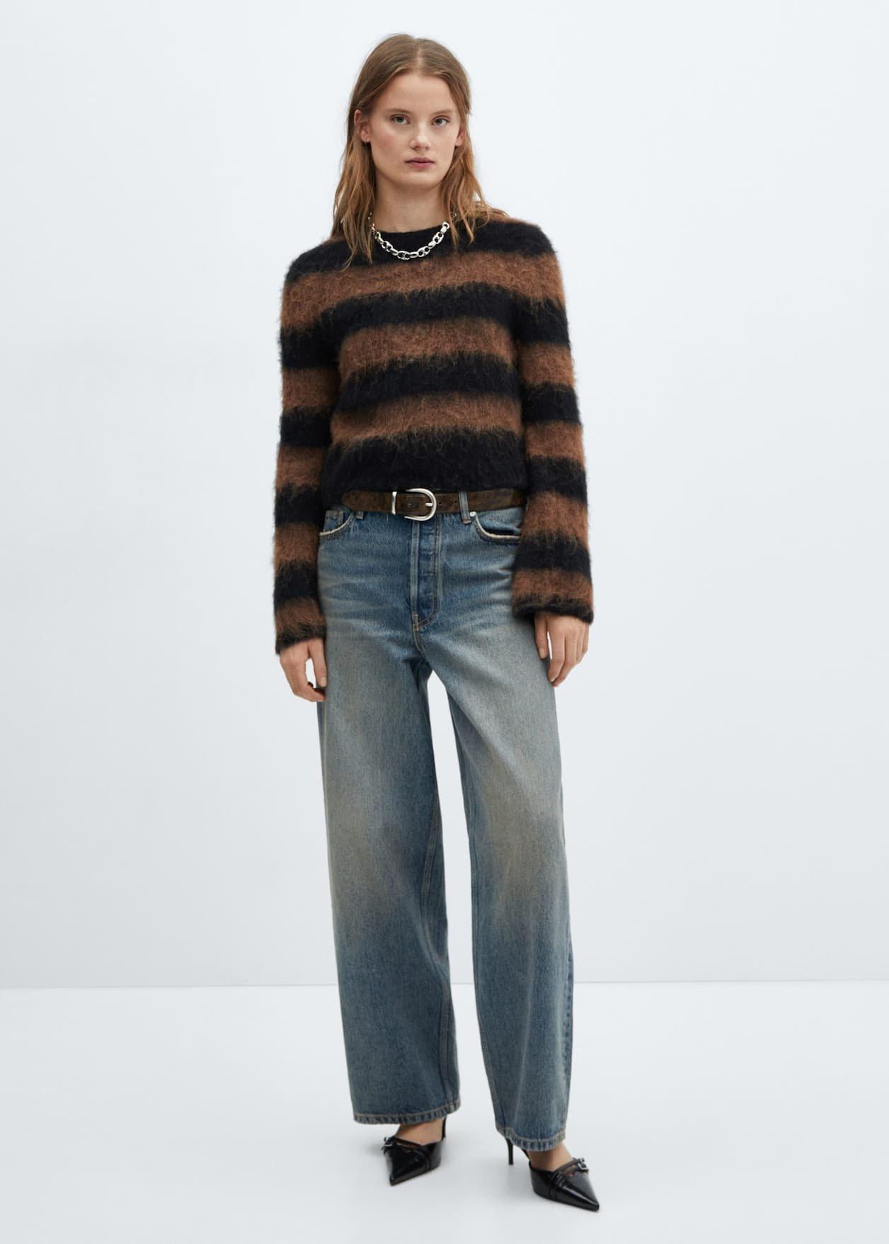 Mango - Brown Faux Fur Knit Sweater