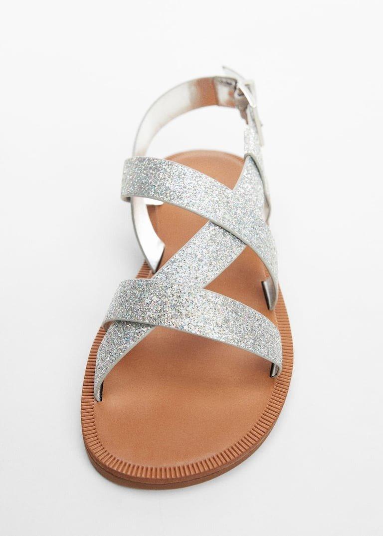 Mango - Silver Sequin Sandals, Kids Girls