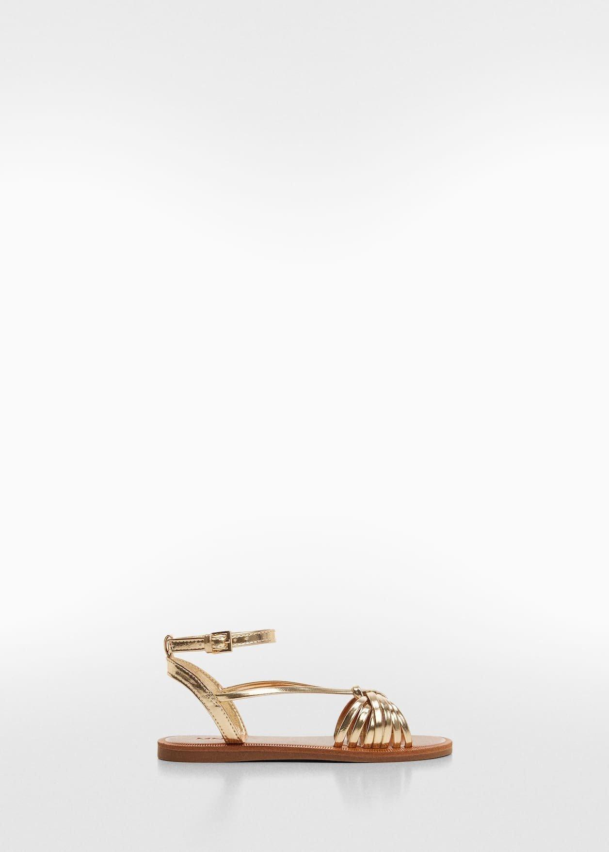 Gold Ruched Strips Sandals, Kids Girls, , large image number 6